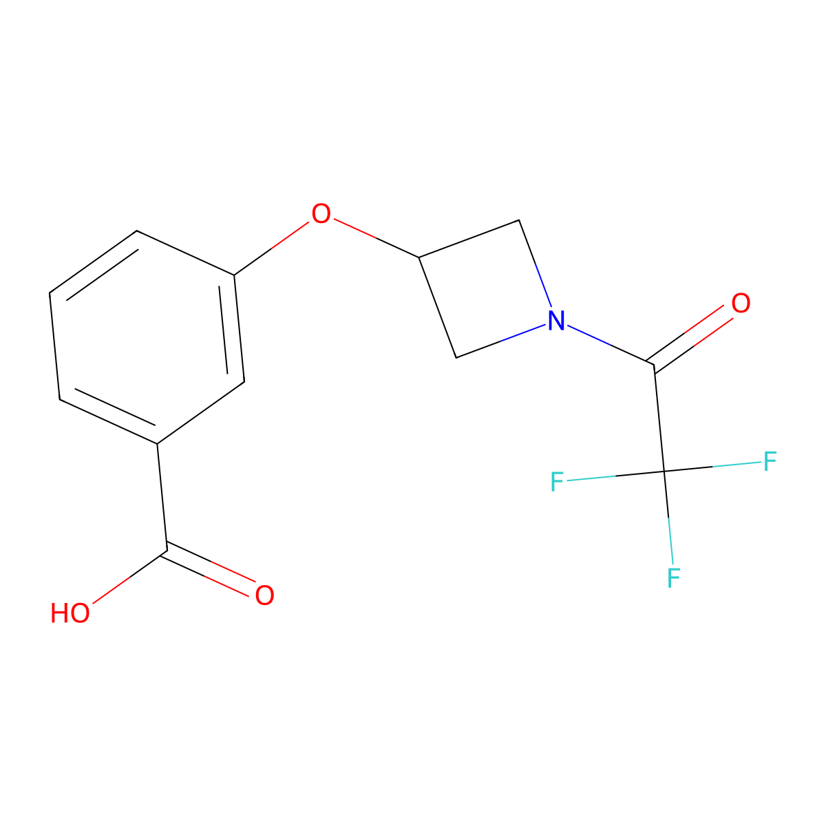 3-{[1-(2,2,2-Trifluoroacetyl)azetidin-3-yl]oxy}benzoic acid molecular structure, CAS 2680744-22-1