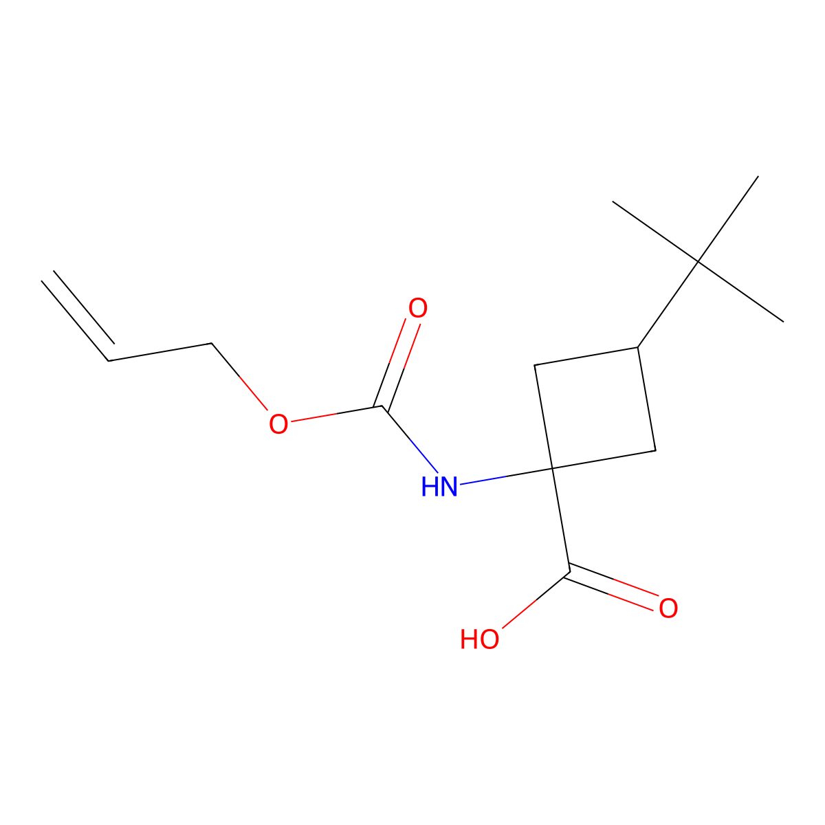 3-Tert-butyl-1-{[(prop-2-en-1-yloxy)carbonyl]amino}cyclobutane-1-carboxylic acid molecular structure, CAS 2680744-26-5