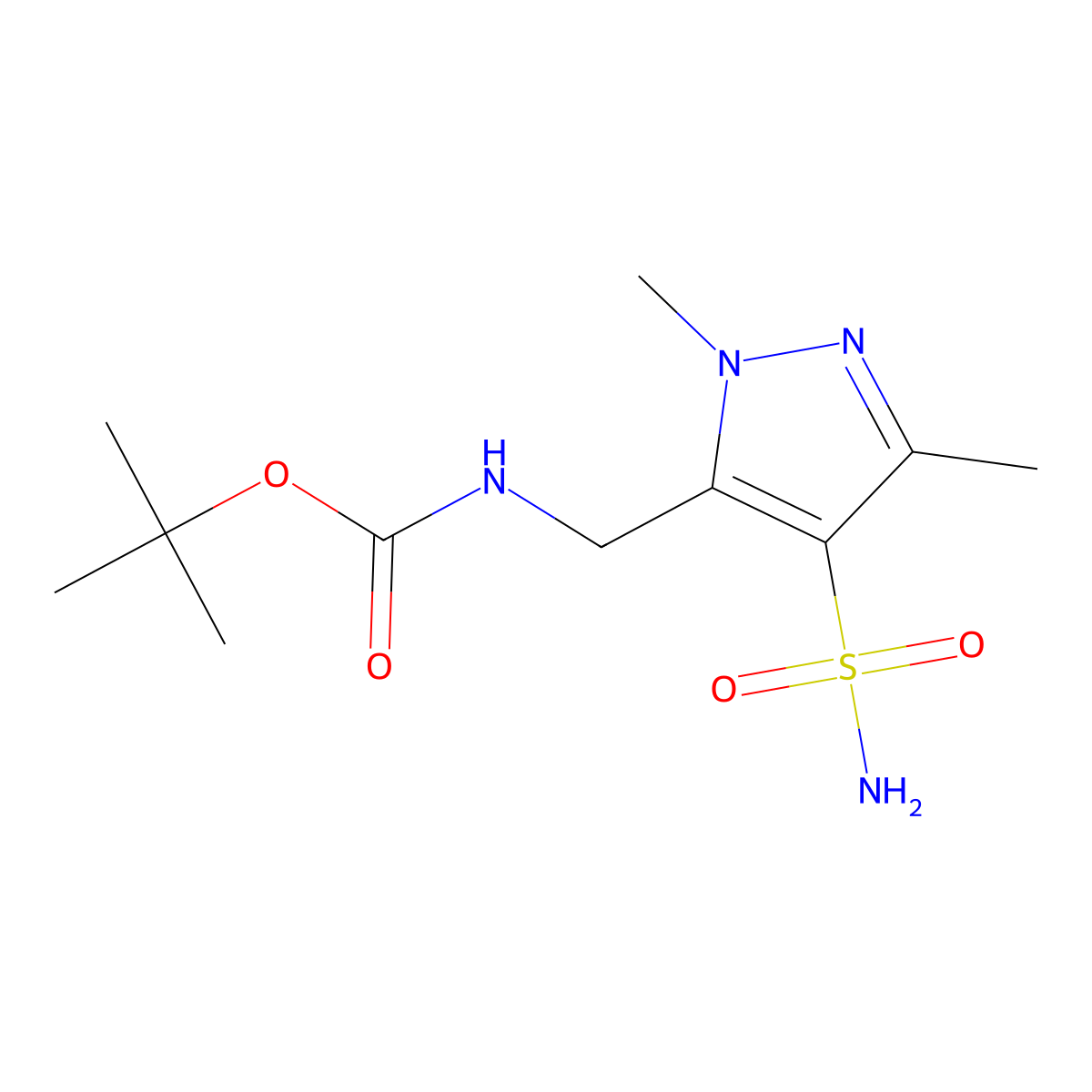 tert-butyl N-[(1,3-dimethyl-4-sulfamoyl-1H-pyrazol-5-yl)methyl]carbamate molecular structure, CAS 2680744-29-8