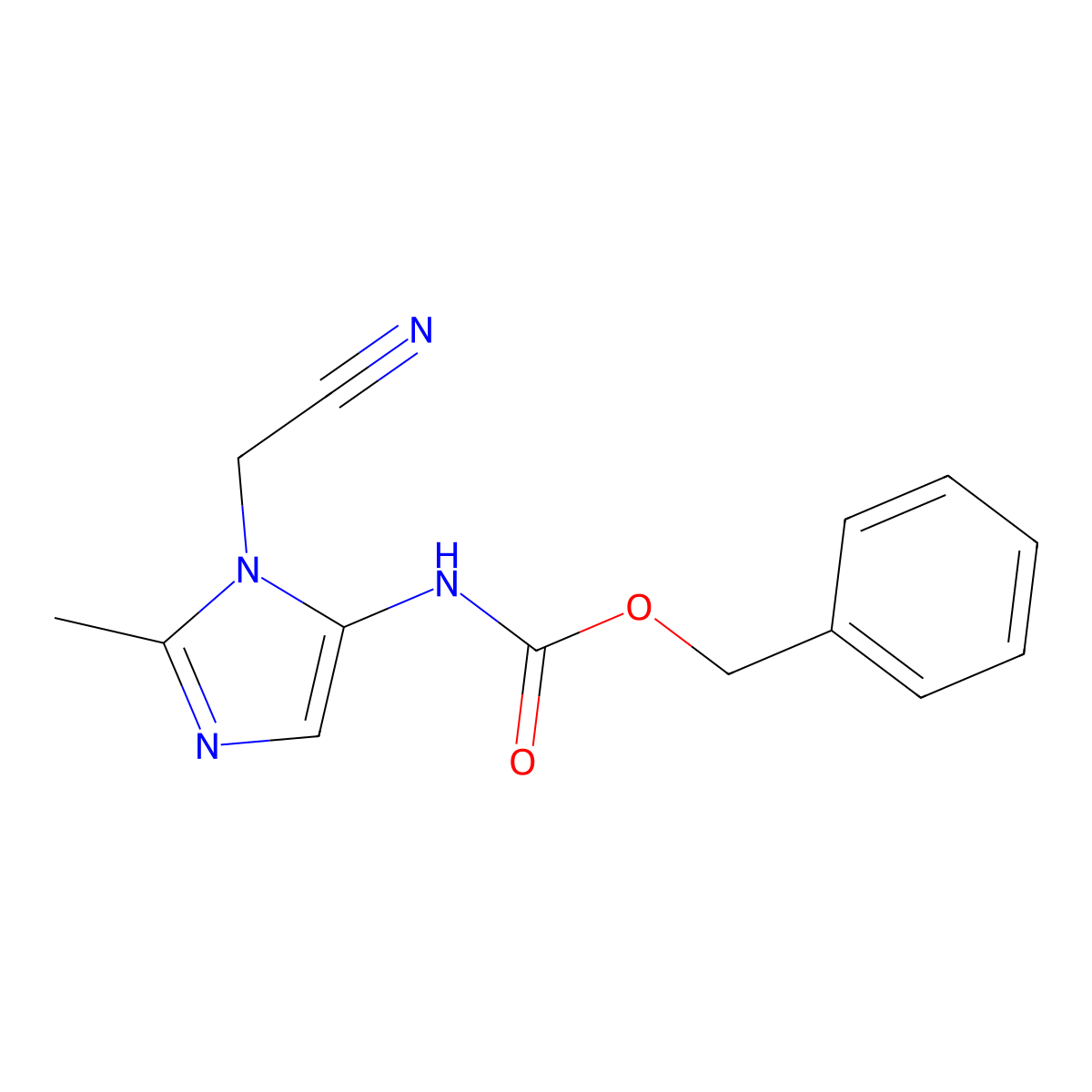 benzyl N-[1-(cyanomethyl)-2-methyl-1H-imidazol-5-yl]carbamate molecular structure, CAS 2680744-30-1