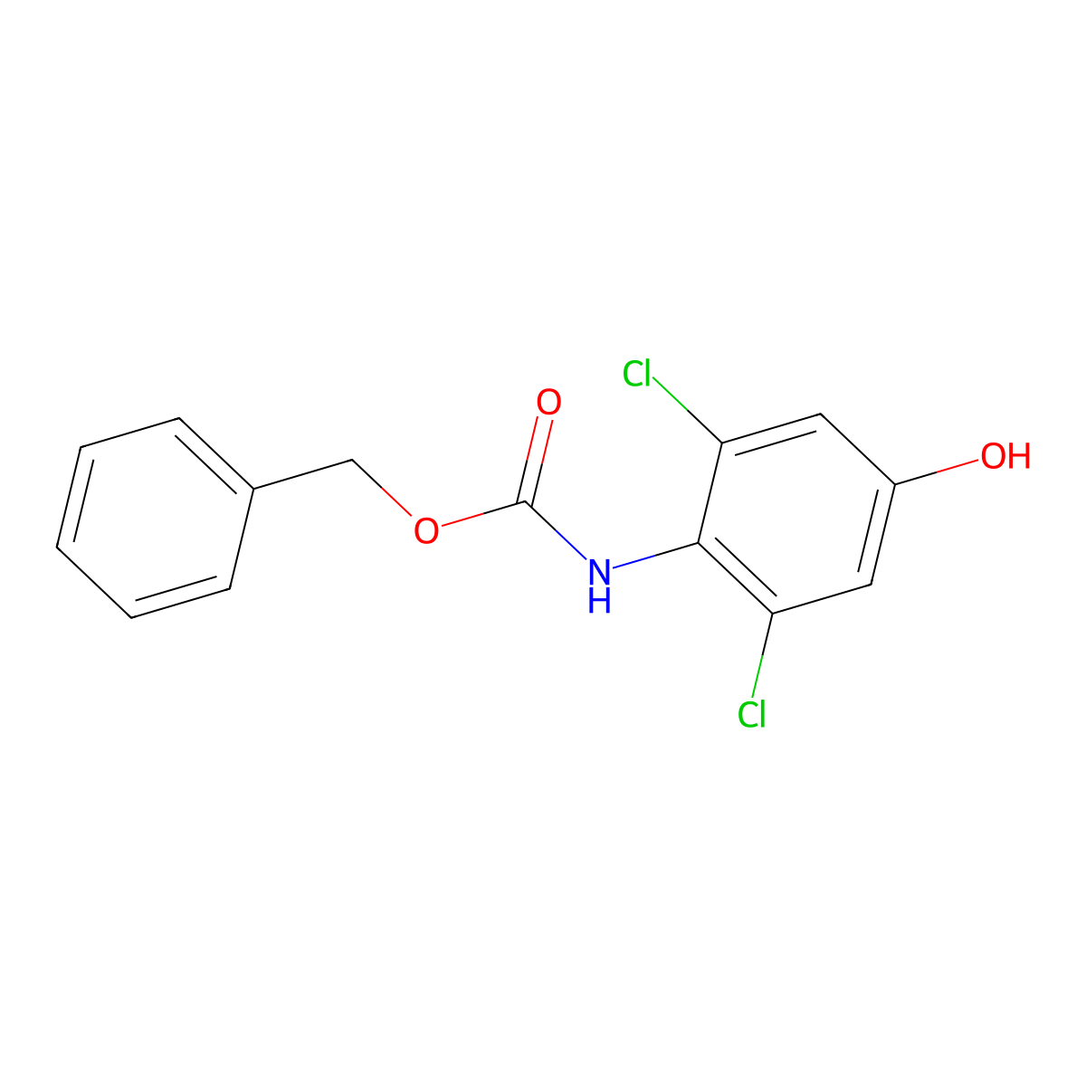 benzyl N-(2,6-dichloro-4-hydroxyphenyl)carbamate molecular structure, CAS 2680744-36-7