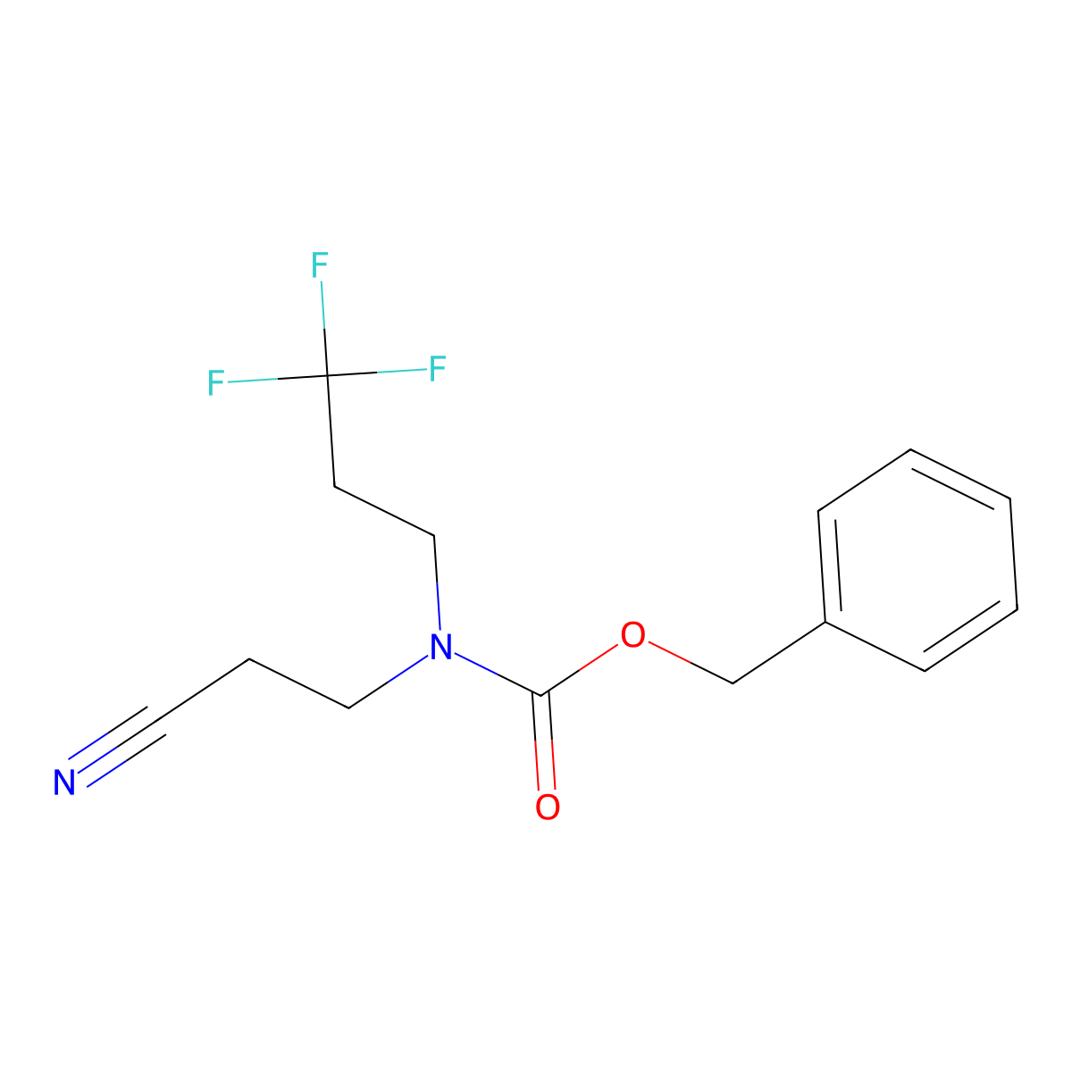 benzyl N-(2-cyanoethyl)-N-(3,3,3-trifluoropropyl)carbamate molecular structure, CAS 2680744-37-8