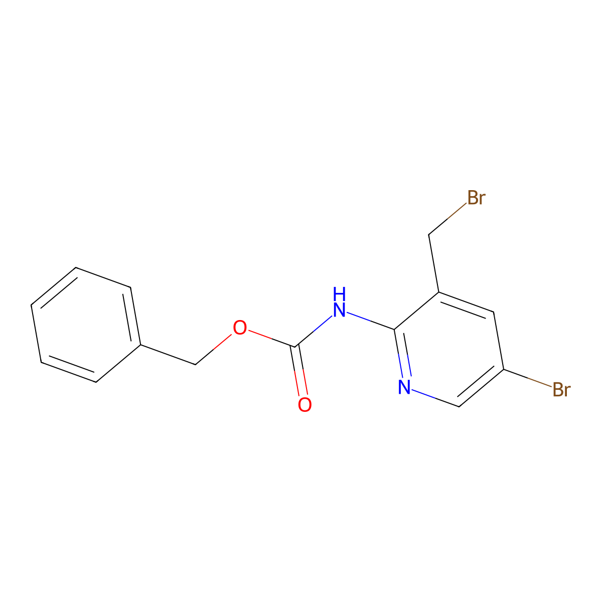 benzyl N-[5-bromo-3-(bromomethyl)pyridin-2-yl]carbamate molecular structure, CAS 2680744-49-2
