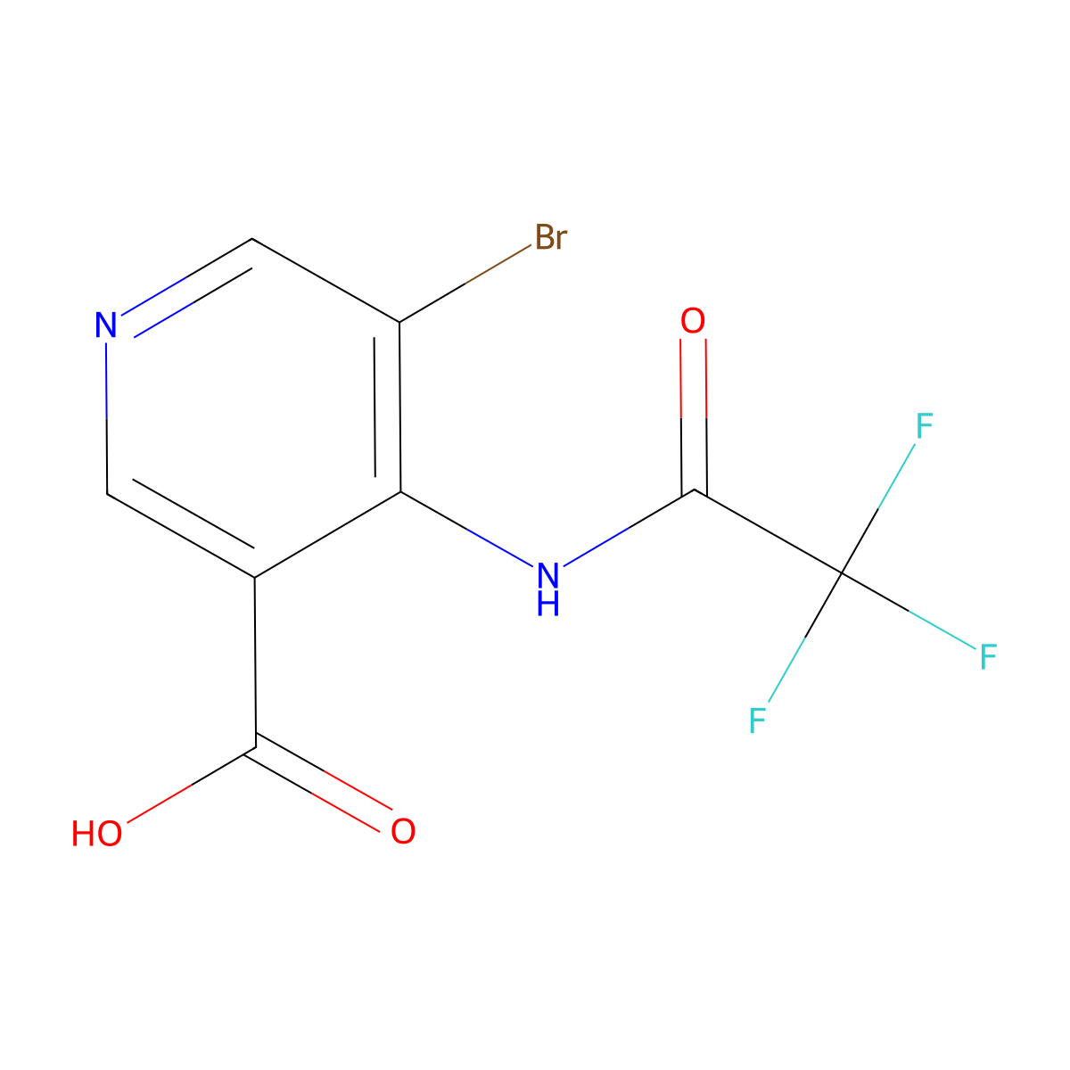 5-Bromo-4-(2,2,2-trifluoroacetamido)pyridine-3-carboxylic acid molecular structure, CAS 2680744-52-7