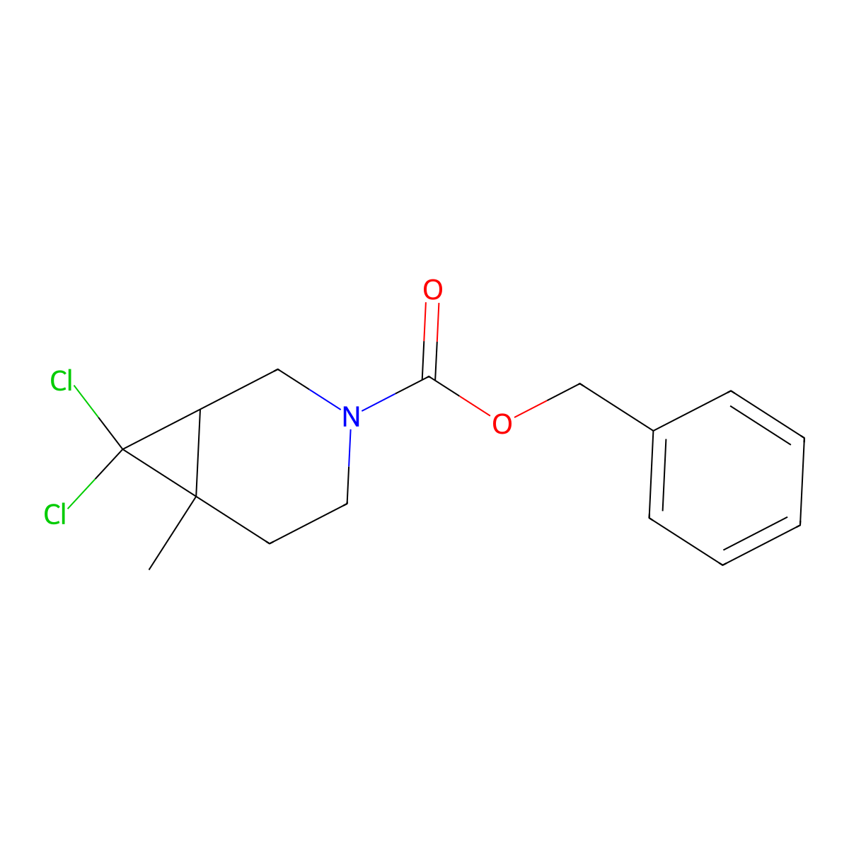 Benzyl 7,7-dichloro-6-methyl-3-azabicyclo[4.1.0]heptane-3-carboxylate molecular structure, CAS 2680744-54-9