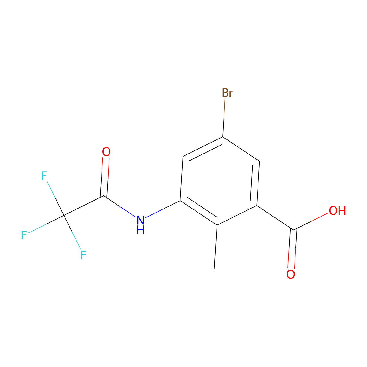 5-Bromo-2-methyl-3-(2,2,2-trifluoroacetamido)benzoic acid molecular structure, CAS 2680744-55-0