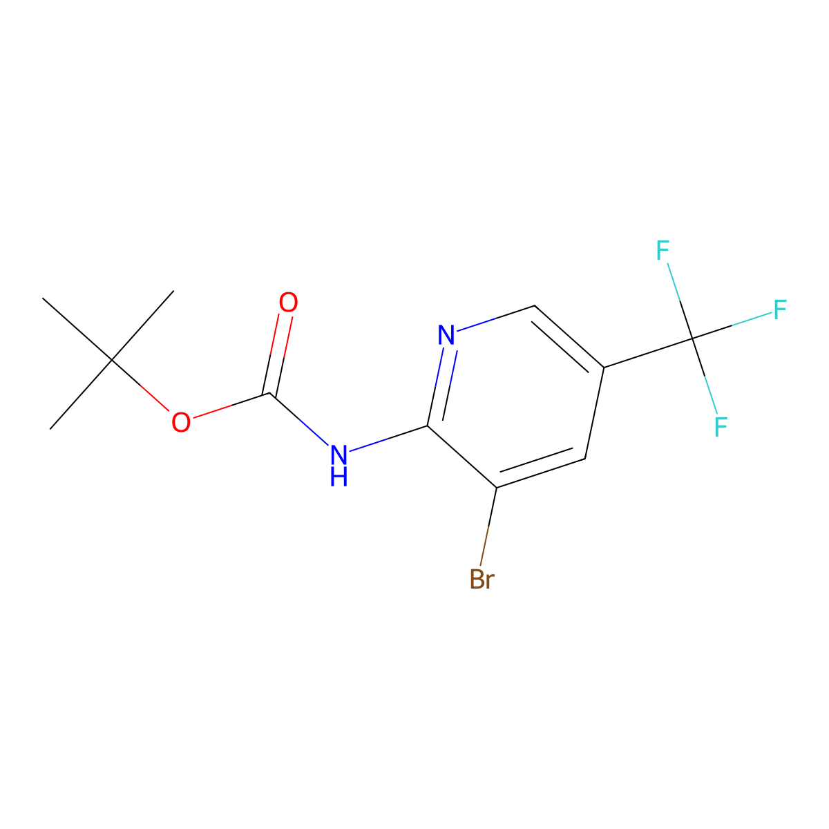 tert-butyl N-[3-bromo-5-(trifluoromethyl)pyridin-2-yl]carbamate molecular structure, CAS 2680744-57-2