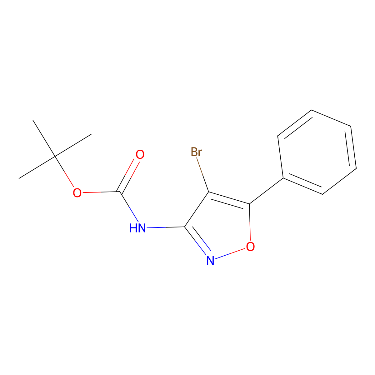 tert-butyl N-(4-bromo-5-phenyl-1,2-oxazol-3-yl)carbamate molecular structure, CAS 2680744-61-8