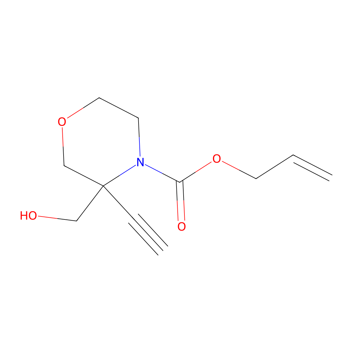Prop-2-en-1-yl 3-ethynyl-3-(hydroxymethyl)morpholine-4-carboxylate molecular structure, CAS 2680744-62-9