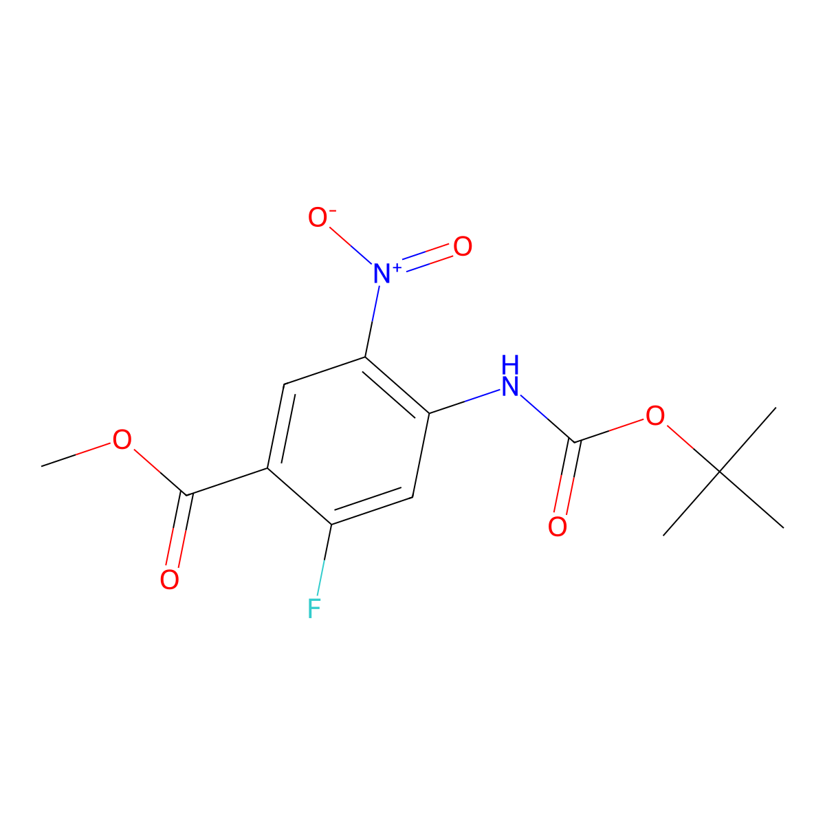 Methyl 4-{[(tert-butoxy)carbonyl]amino}-2-fluoro-5-nitrobenzoate molecular structure, CAS 2680744-65-2