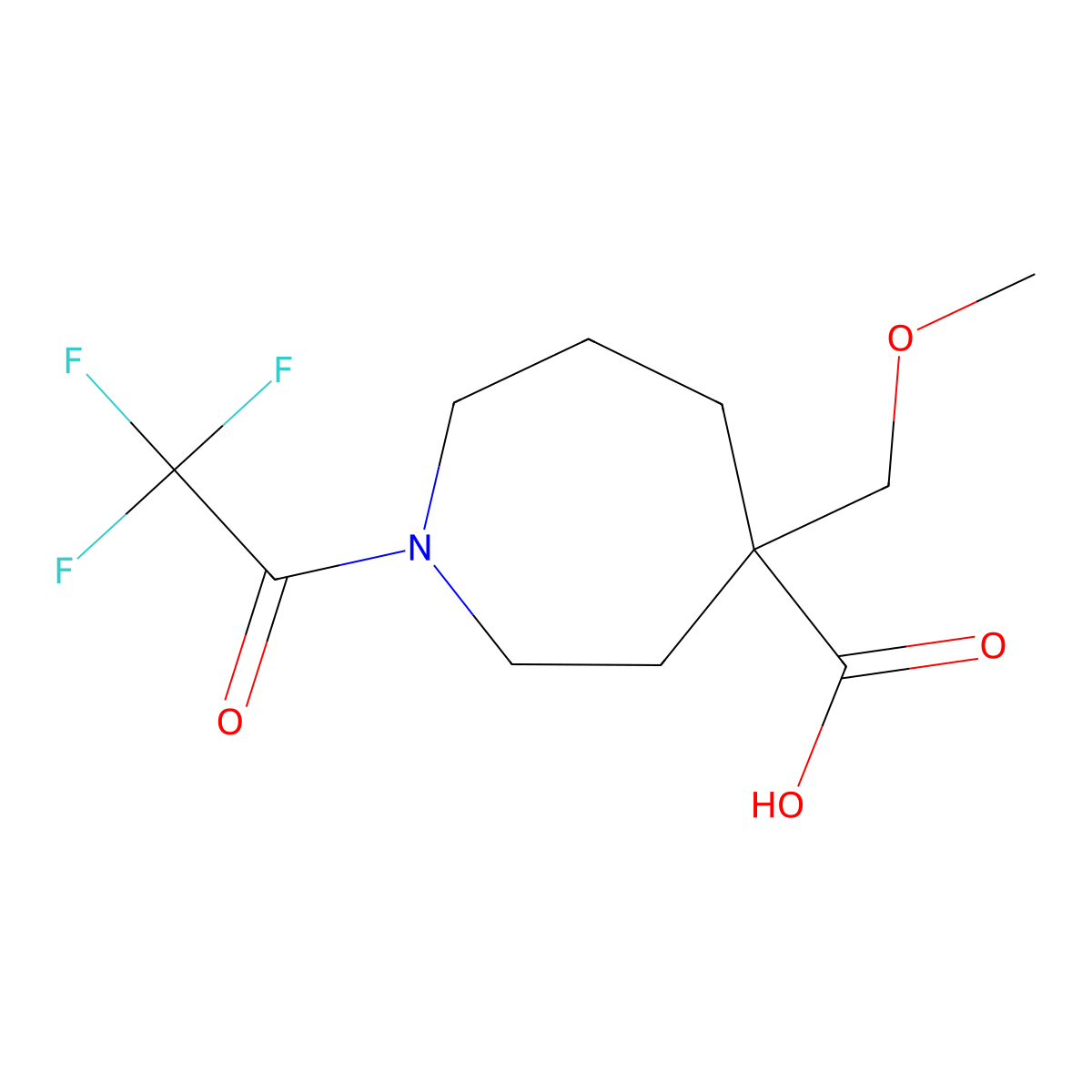 4-(Methoxymethyl)-1-(2,2,2-trifluoroacetyl)azepane-4-carboxylic acid molecular structure, CAS 2680744-68-5