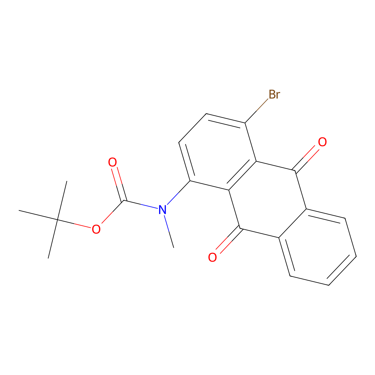 tert-butyl N-(4-bromo-9,10-dioxo-9,10-dihydroanthracen-1-yl)-N-methylcarbamate molecular structure, CAS 2680744-71-0