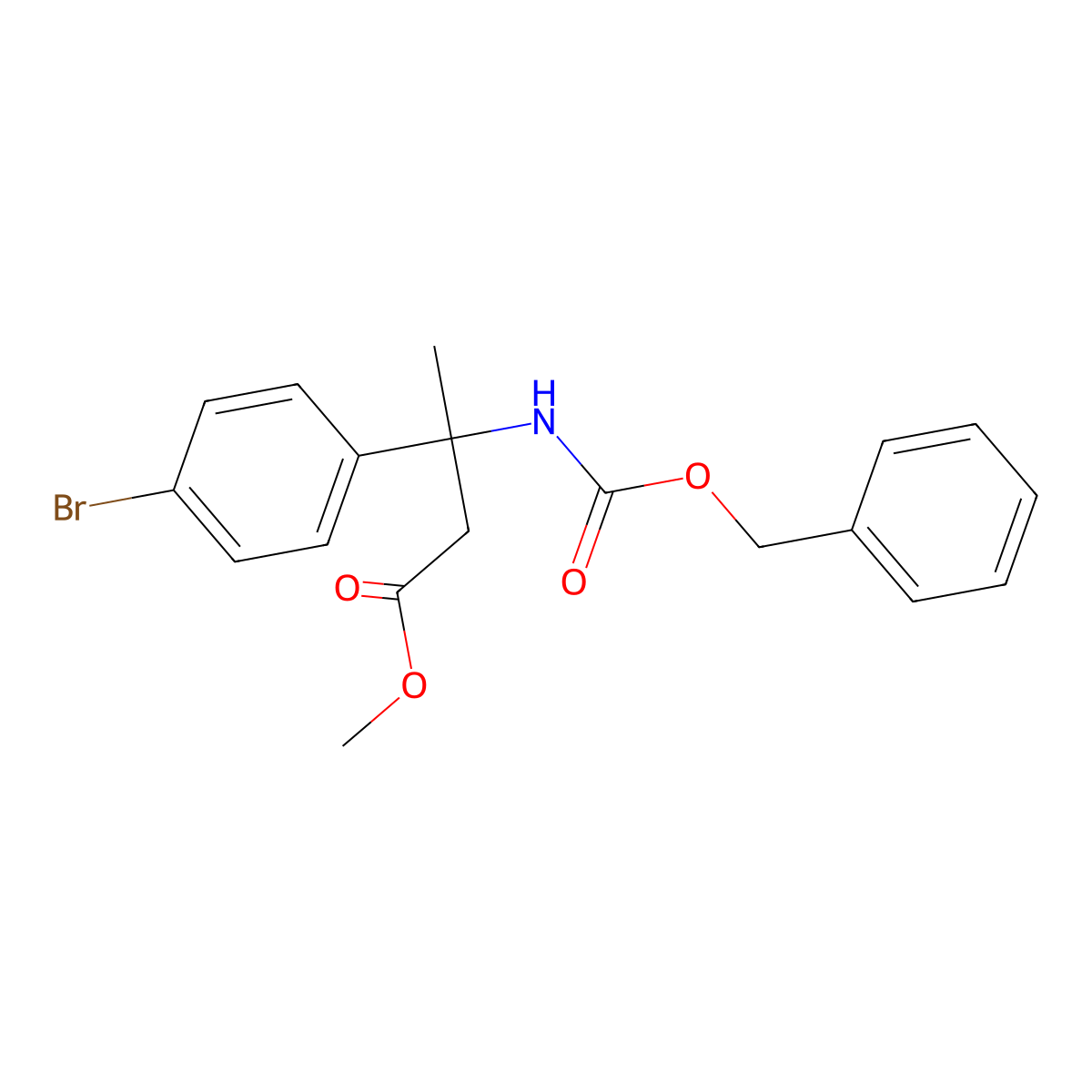 Methyl 3-{[(benzyloxy)carbonyl]amino}-3-(4-bromophenyl)butanoate molecular structure, CAS 2680744-79-8