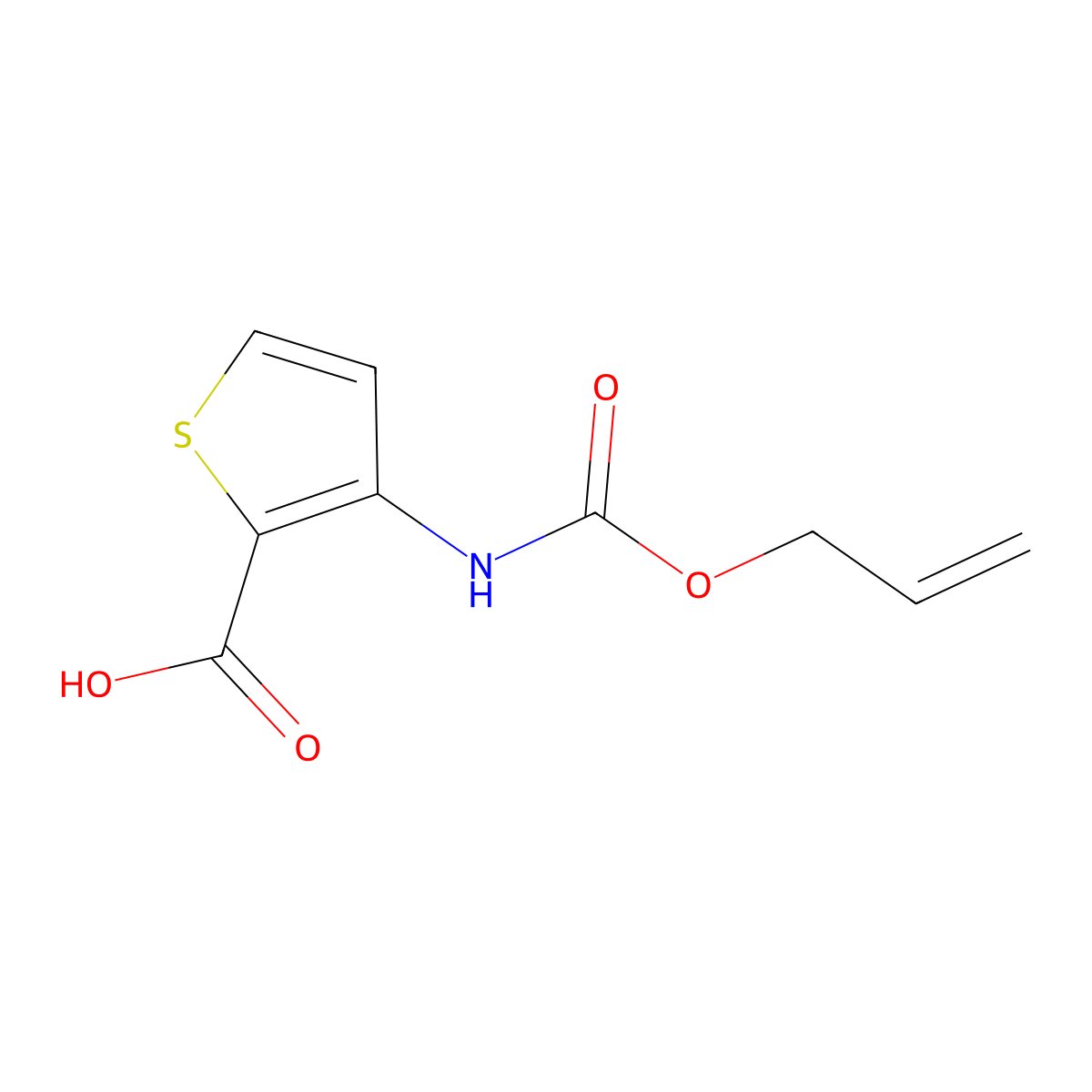 3-{[(Prop-2-en-1-yloxy)carbonyl]amino}thiophene-2-carboxylic acid molecular structure, CAS 2680744-80-1