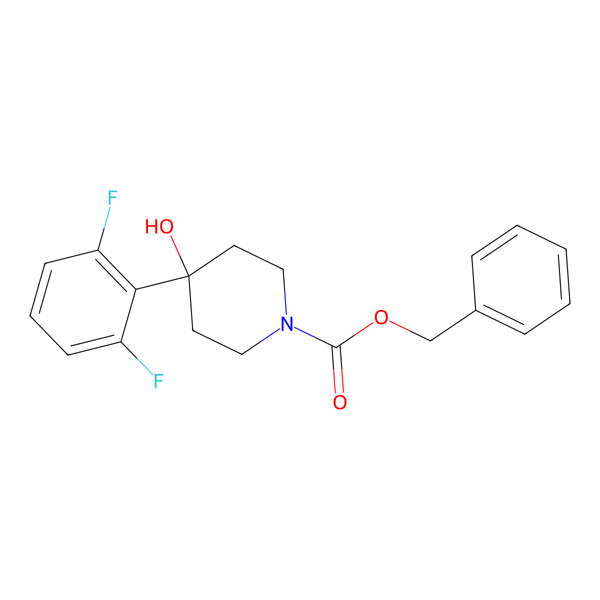 Benzyl 4-(2,6-difluorophenyl)-4-hydroxypiperidine-1-carboxylate molecular structure, CAS 2680744-83-4
