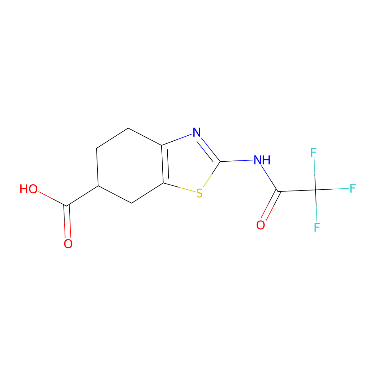 2-(2,2,2-Trifluoroacetamido)-4,5,6,7-tetrahydro-1,3-benzothiazole-6-carboxylic acid molecular structure, CAS 2680744-90-3