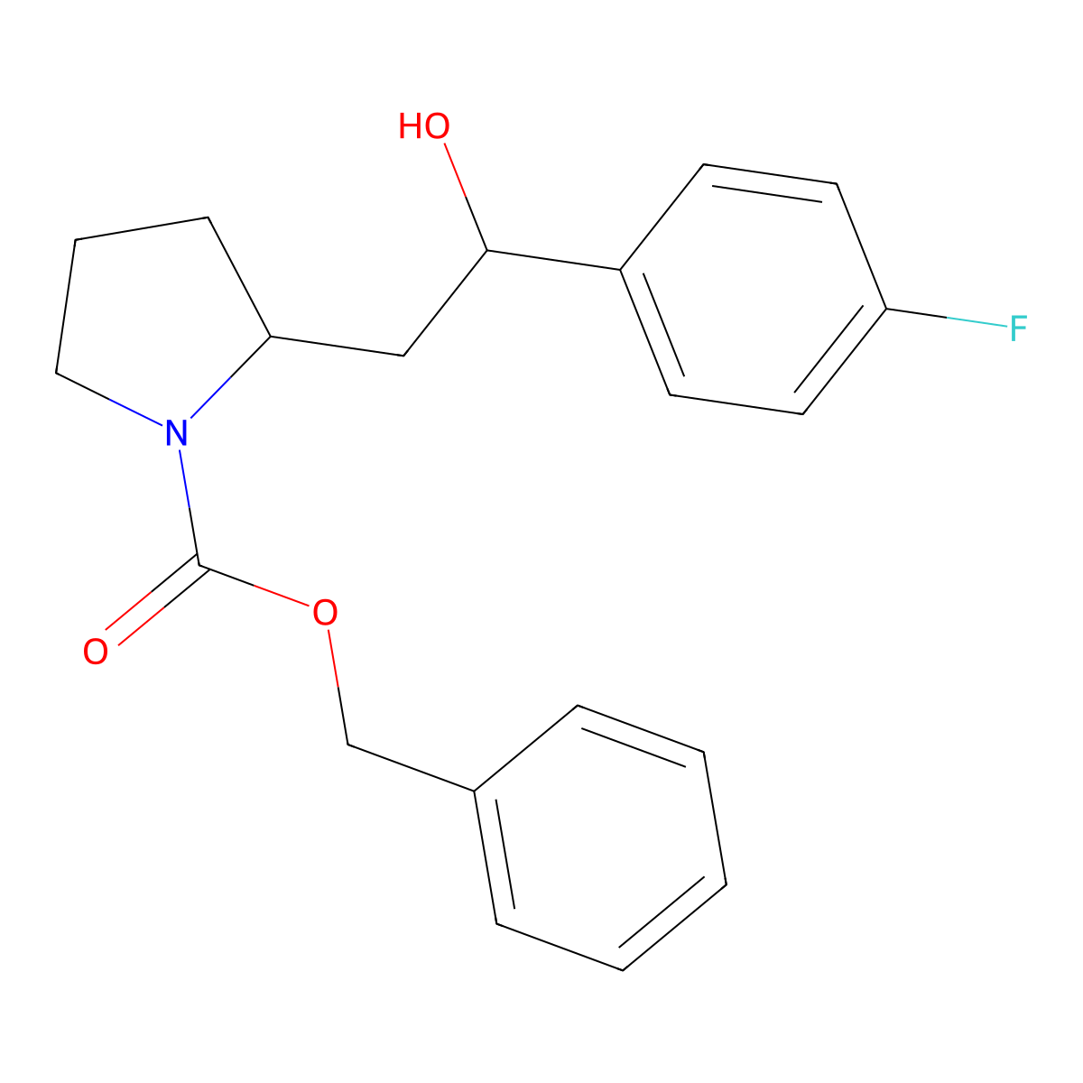 Benzyl 2-[2-(4-fluorophenyl)-2-hydroxyethyl]pyrrolidine-1-carboxylate molecular structure, CAS 2680744-98-1