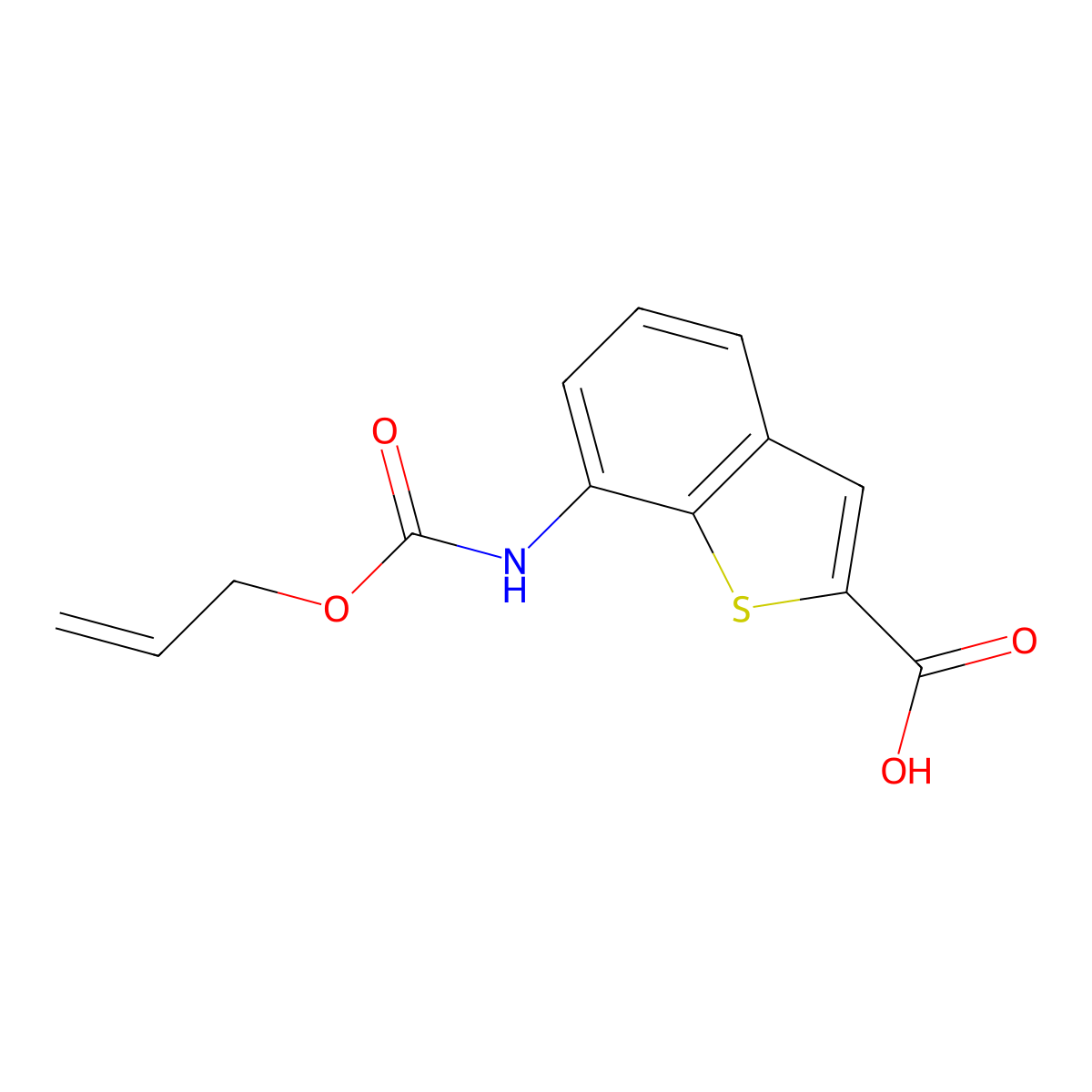 7-{[(Prop-2-en-1-yloxy)carbonyl]amino}-1-benzothiophene-2-carboxylic acid molecular structure, CAS 2680745-02-0