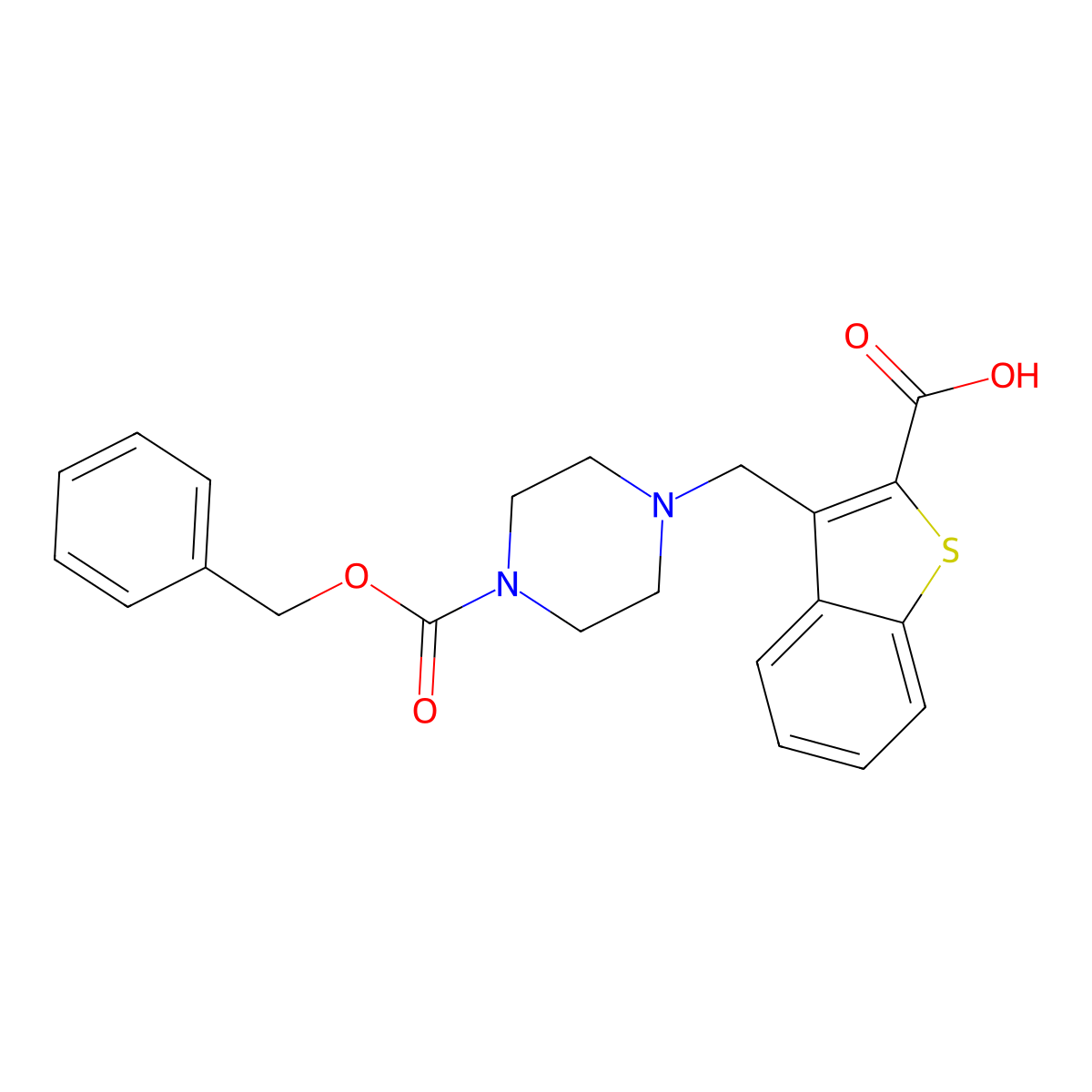 3-({4-[(Benzyloxy)carbonyl]piperazin-1-yl}methyl)-1-benzothiophene-2-carboxylic acid molecular structure, CAS 2680745-03-1