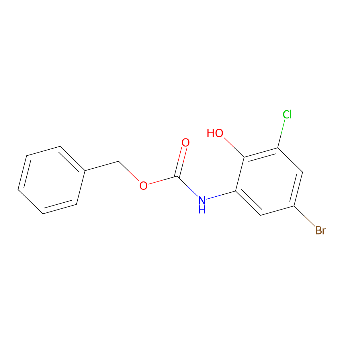 benzyl N-(5-bromo-3-chloro-2-hydroxyphenyl)carbamate molecular structure, CAS 2680745-04-2
