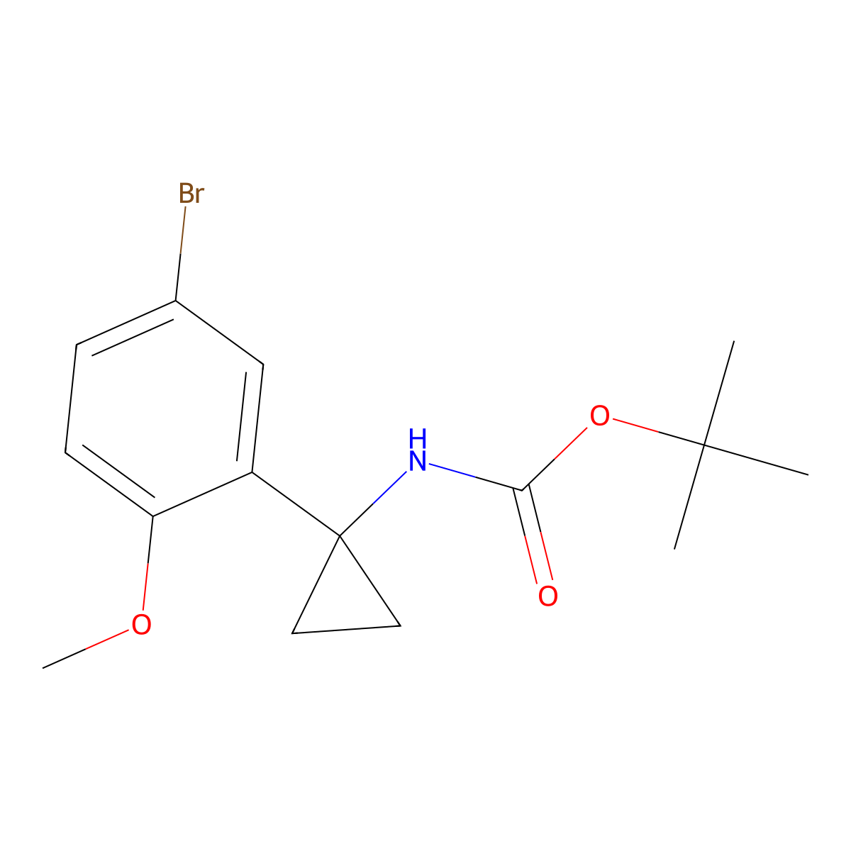 tert-butyl N-[1-(5-bromo-2-methoxyphenyl)cyclopropyl]carbamate molecular structure, CAS 2680745-05-3