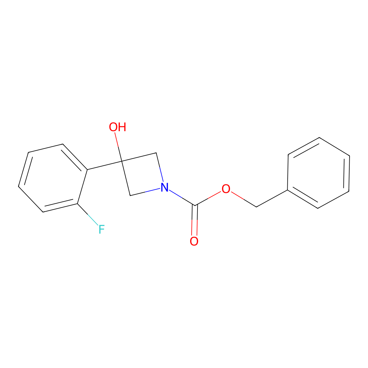 Benzyl 3-(2-fluorophenyl)-3-hydroxyazetidine-1-carboxylate molecular structure, CAS 2680745-15-5