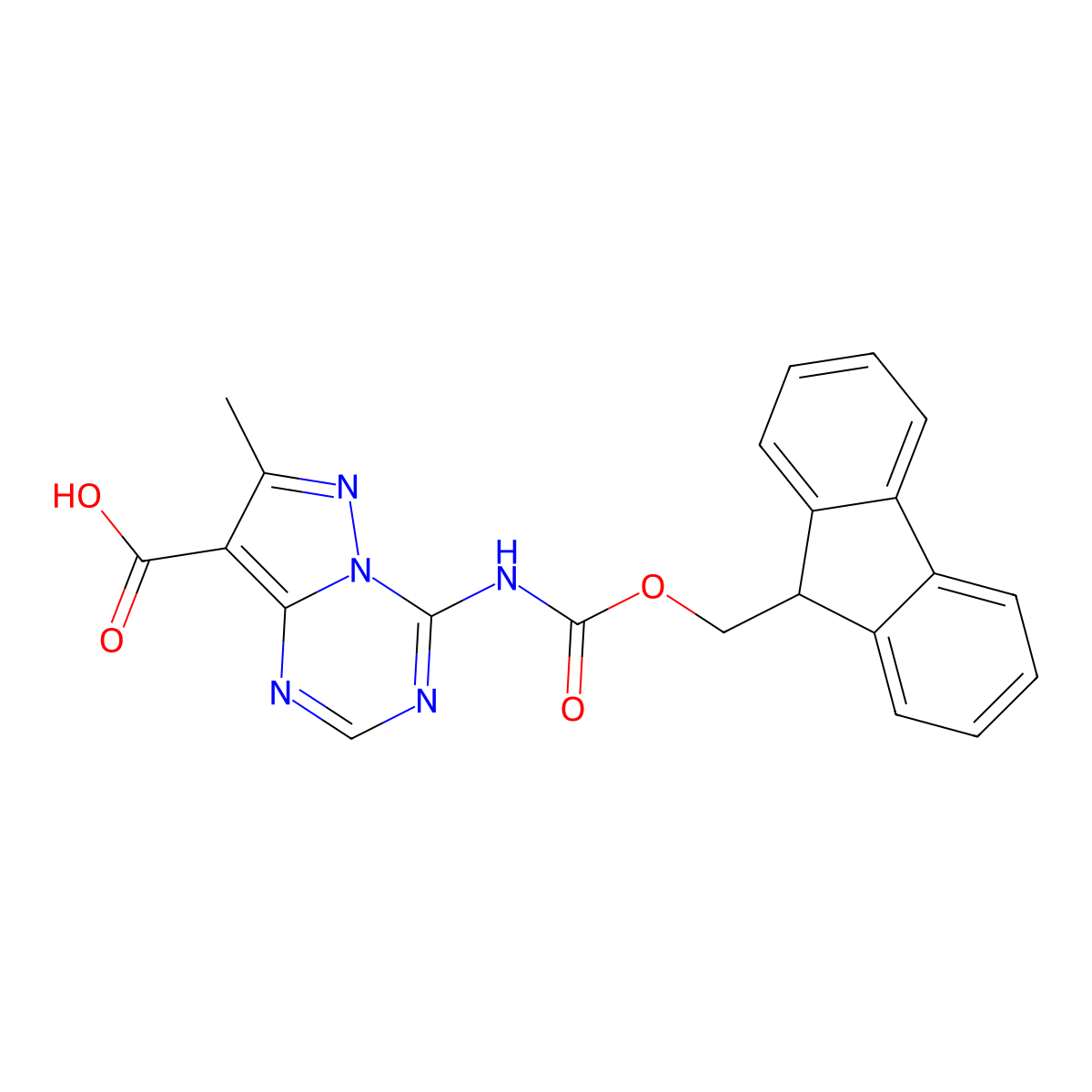 4-({[(9H-fluoren-9-yl)methoxy]carbonyl}amino)-7-methylpyrazolo[1,5-a][1,3,5]triazine-8-carboxylic acid molecular structure, CAS 2680745-16-6