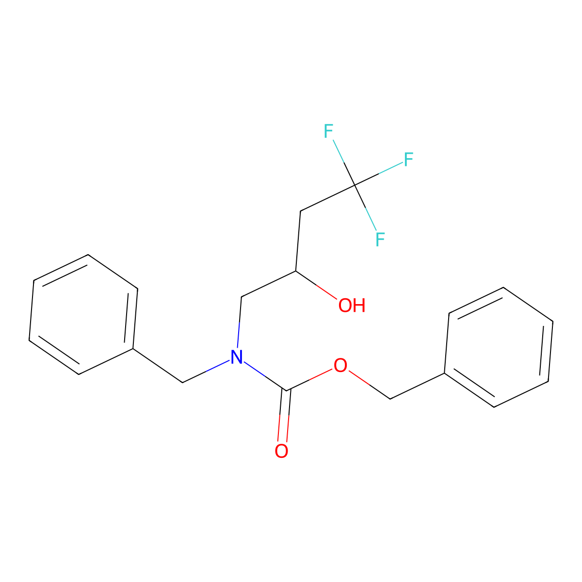 benzyl N-benzyl-N-(4,4,4-trifluoro-2-hydroxybutyl)carbamate molecular structure, CAS 2680745-19-9