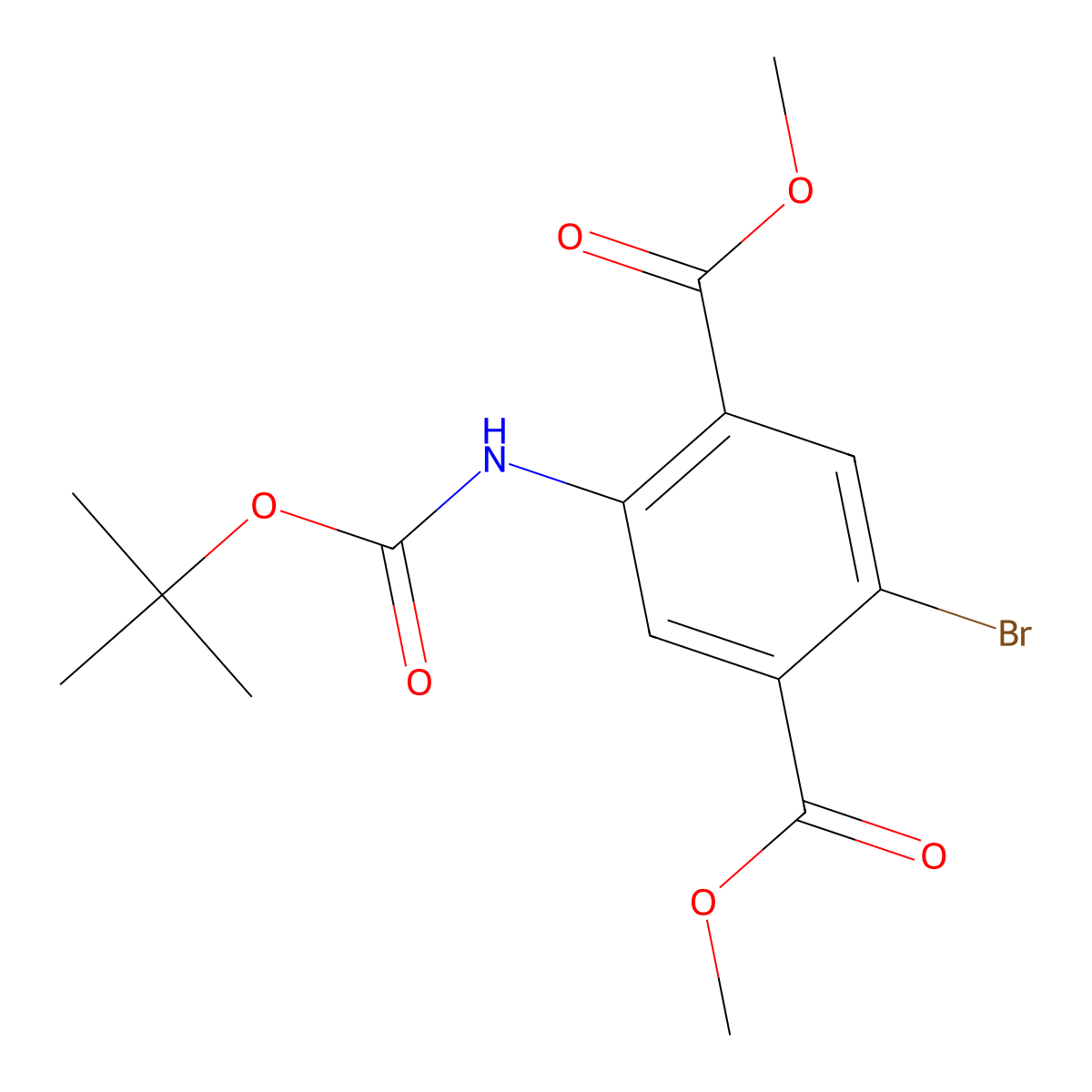 1,4-Dimethyl 2-bromo-5-{[(tert-butoxy)carbonyl]amino}benzene-1,4-dicarboxylate molecular structure, CAS 2680745-20-2