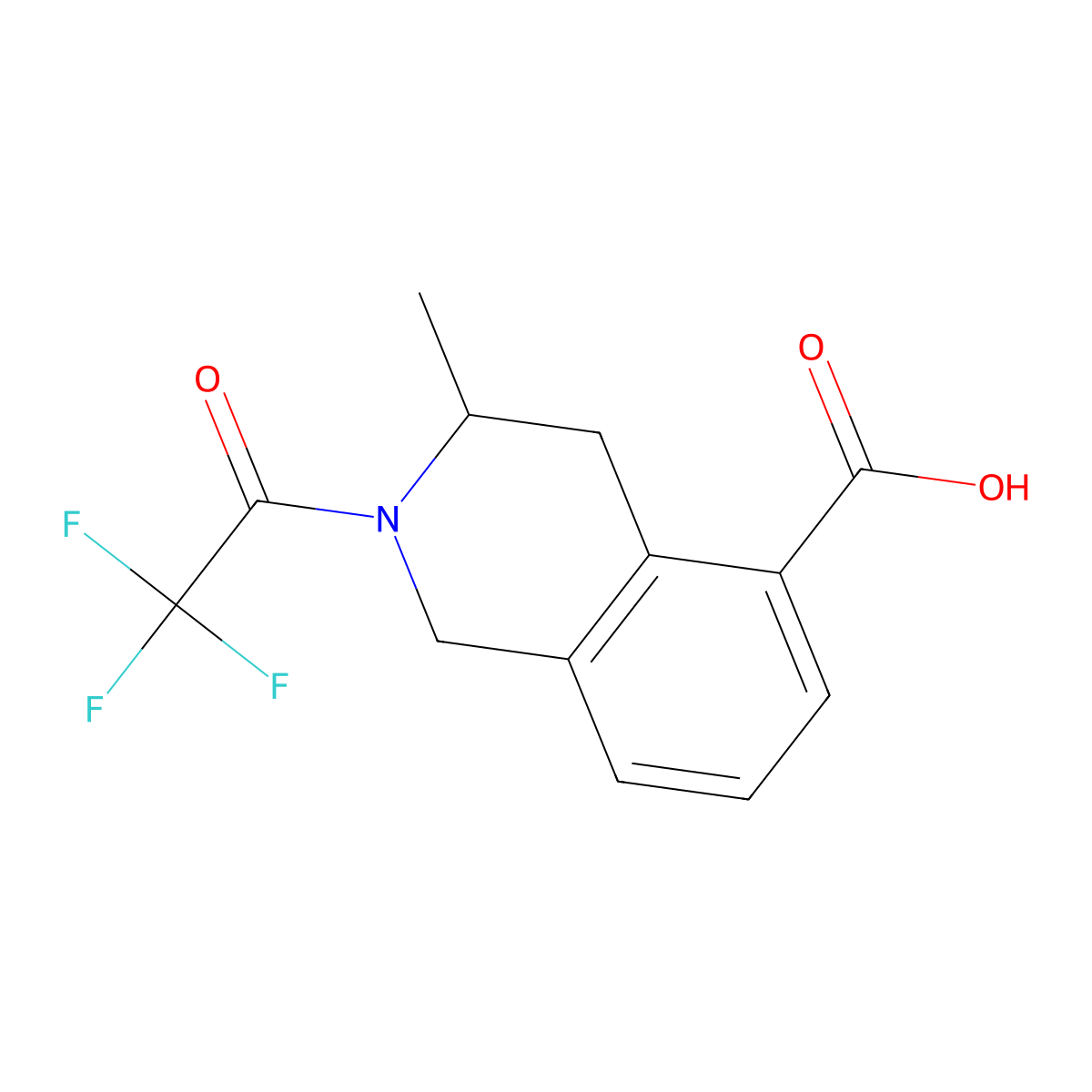 3-Methyl-2-(2,2,2-trifluoroacetyl)-1,2,3,4-tetrahydroisoquinoline-5-carboxylic acid molecular structure, CAS 2680745-25-7