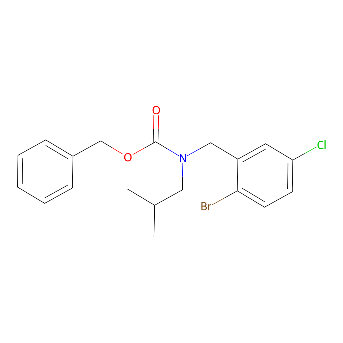 benzyl N-[(2-bromo-5-chlorophenyl)methyl]-N-(2-methylpropyl)carbamate molecular structure, CAS 2680745-27-9