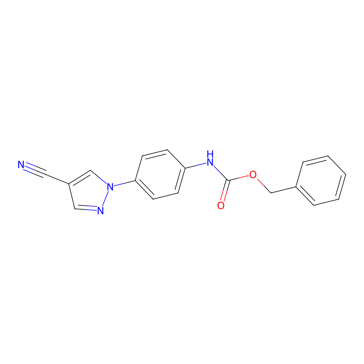benzyl N-[4-(4-cyano-1H-pyrazol-1-yl)phenyl]carbamate molecular structure, CAS 2680745-39-3