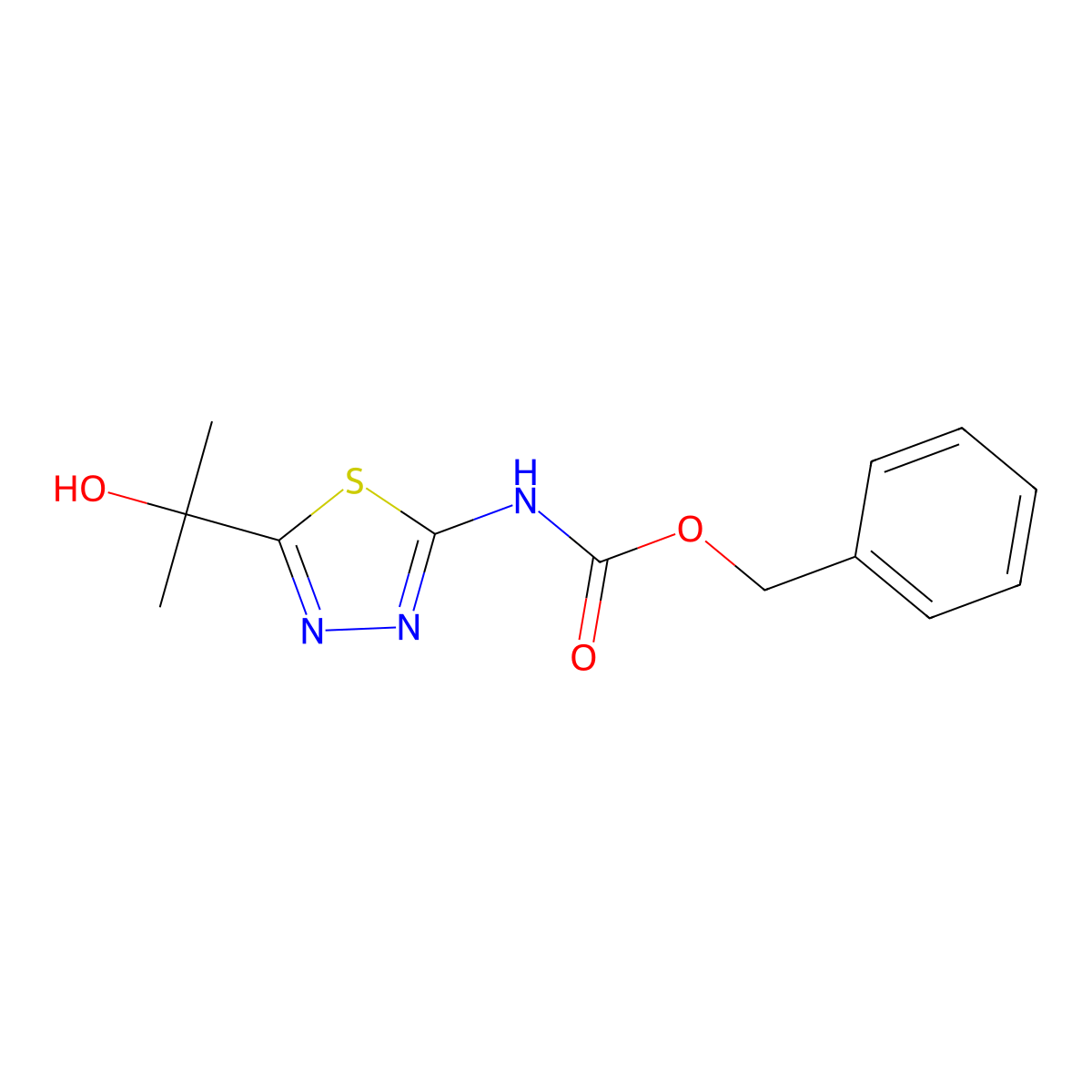 benzyl N-[5-(2-hydroxypropan-2-yl)-1,3,4-thiadiazol-2-yl]carbamate molecular structure, CAS 2680745-41-7
