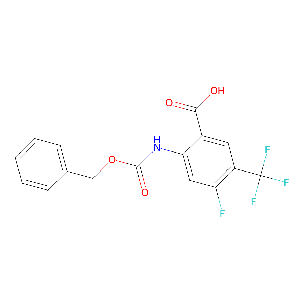 2-{[(Benzyloxy)carbonyl]amino}-4-fluoro-5-(trifluoromethyl)benzoic acid molecular structure, CAS 2680745-47-3