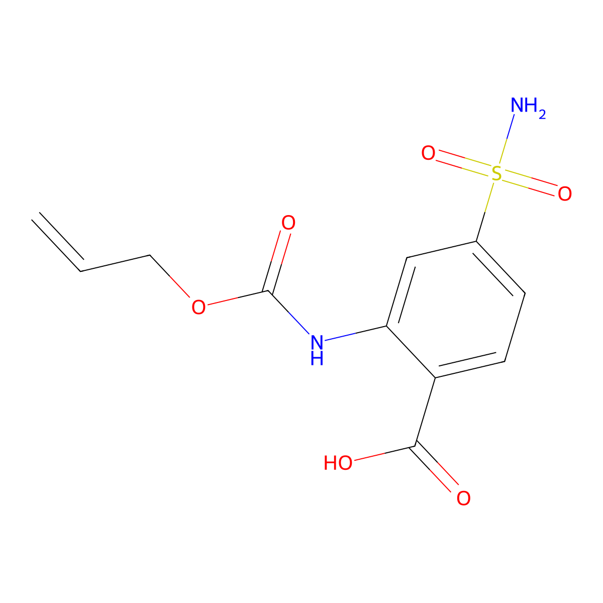 2-{[(Prop-2-en-1-yloxy)carbonyl]amino}-4-sulfamoylbenzoic acid molecular structure, CAS 2680745-59-7