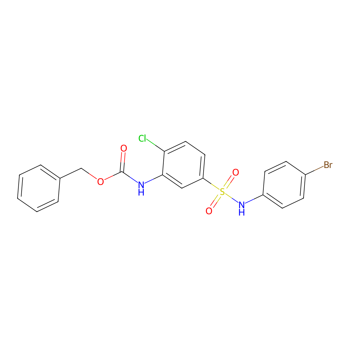 benzyl N-{5-[(4-bromophenyl)sulfamoyl]-2-chlorophenyl}carbamate molecular structure, CAS 2680745-67-7