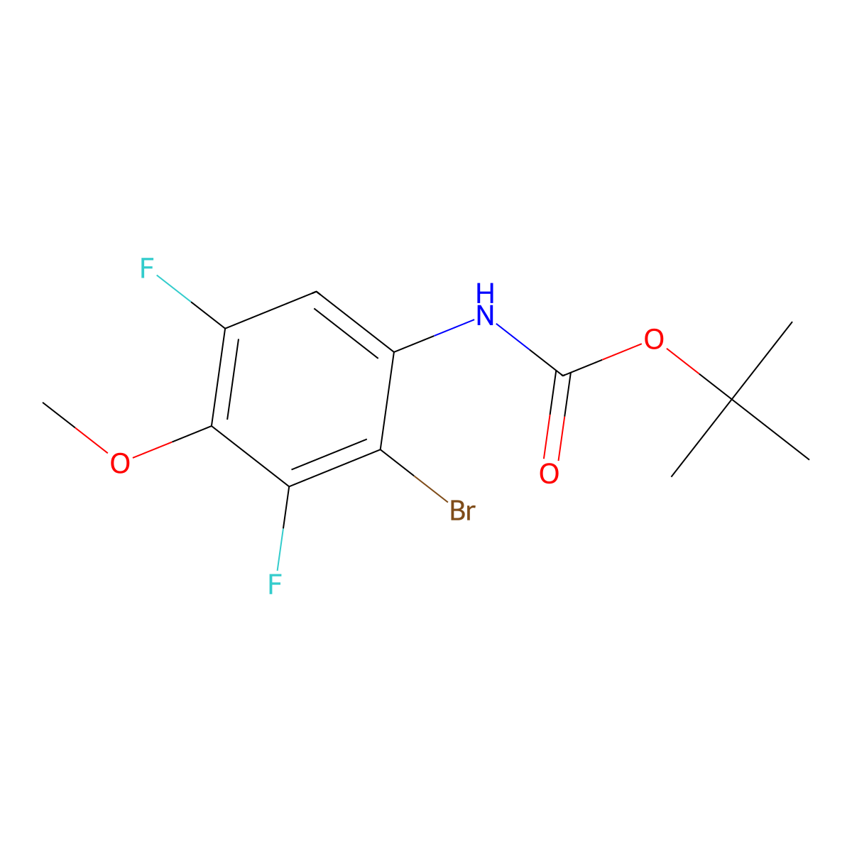tert-butyl N-(2-bromo-3,5-difluoro-4-methoxyphenyl)carbamate molecular structure, CAS 2680745-71-3