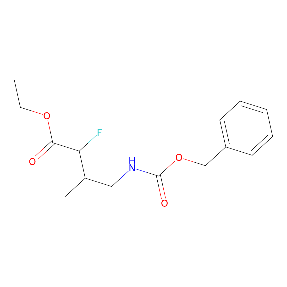 Ethyl 4-{[(benzyloxy)carbonyl]amino}-2-fluoro-3-methylbutanoate molecular structure, CAS 2680745-73-5