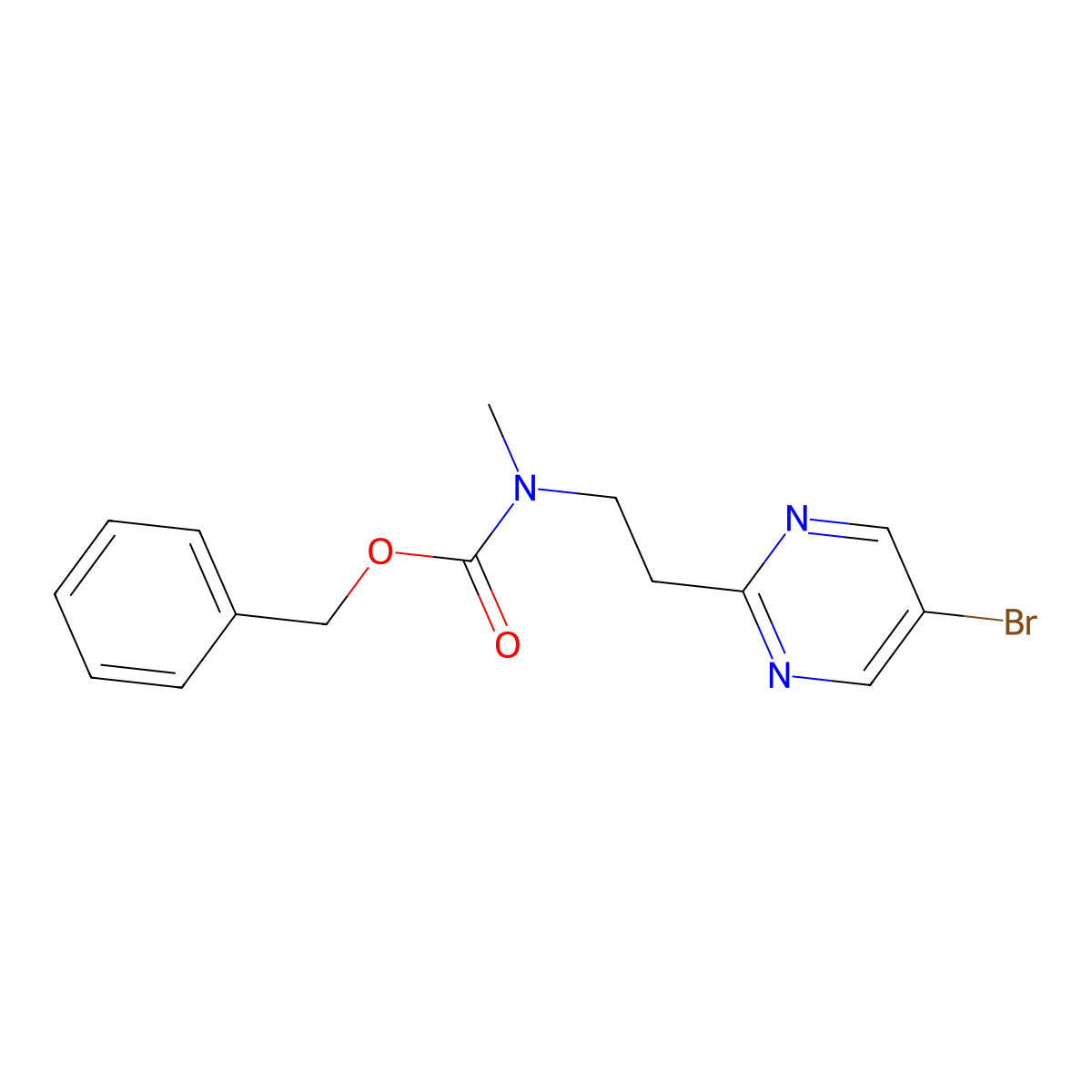 benzyl N-[2-(5-bromopyrimidin-2-yl)ethyl]-N-methylcarbamate molecular structure, CAS 2680745-79-1