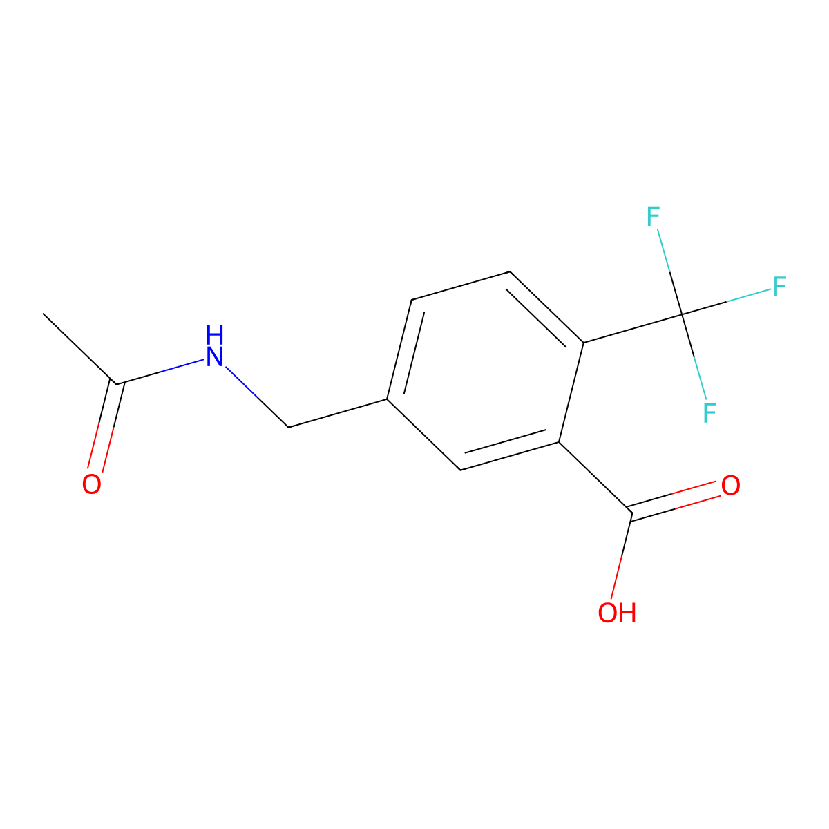 5-(Acetamidomethyl)-2-(trifluoromethyl)benzoic acid molecular structure, CAS 2680745-82-6