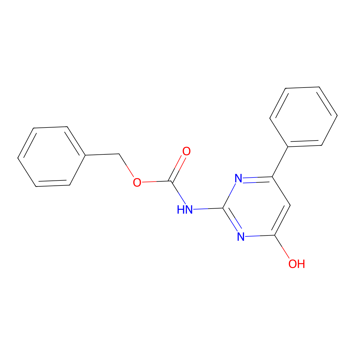 benzyl N-(4-hydroxy-6-phenylpyrimidin-2-yl)carbamate molecular structure, CAS 2680745-87-1