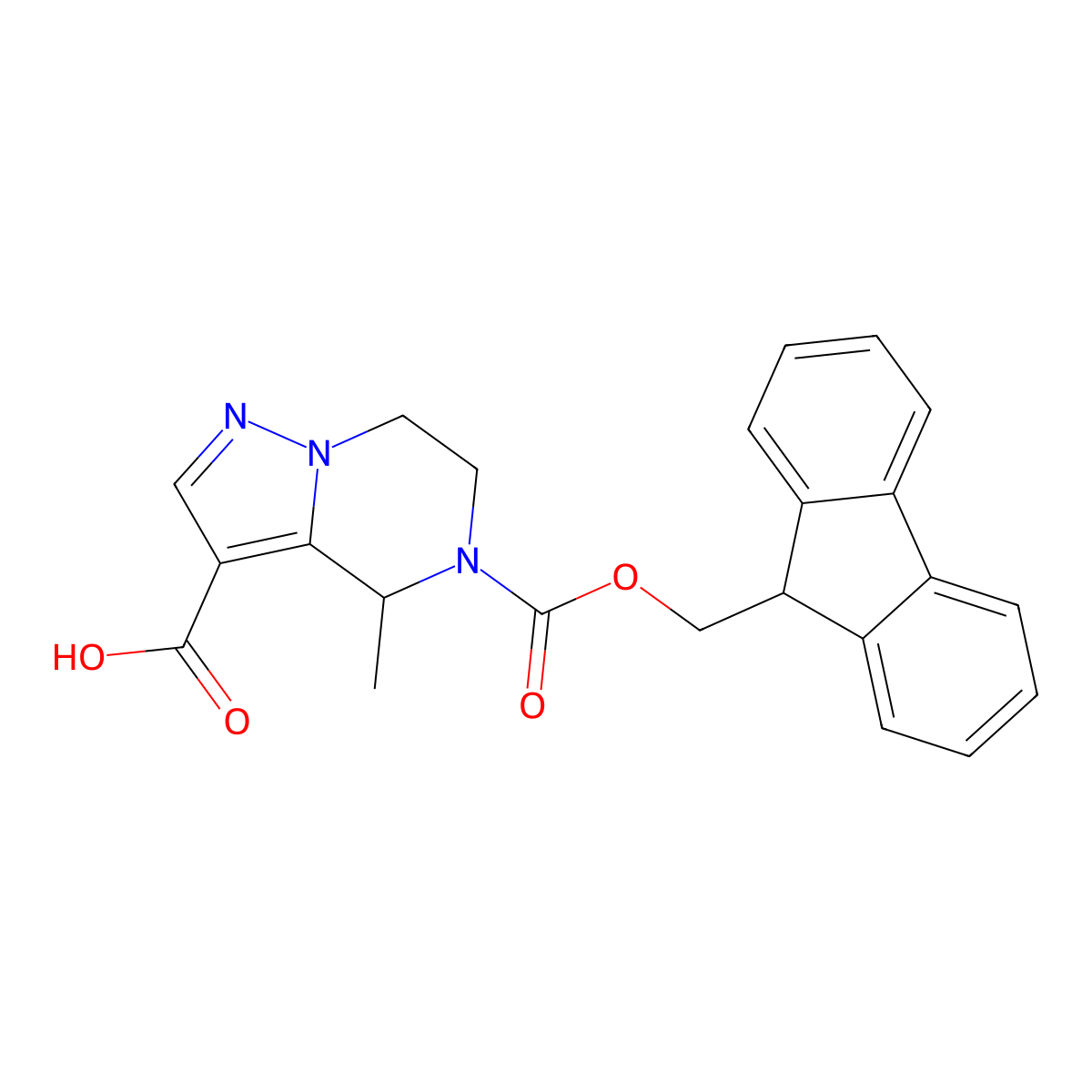 5-{[(9H-fluoren-9-yl)methoxy]carbonyl}-4-methyl-4H,5H,6H,7H-pyrazolo[1,5-a]pyrazine-3-carboxylic acid molecular structure, CAS 2680745-90-6