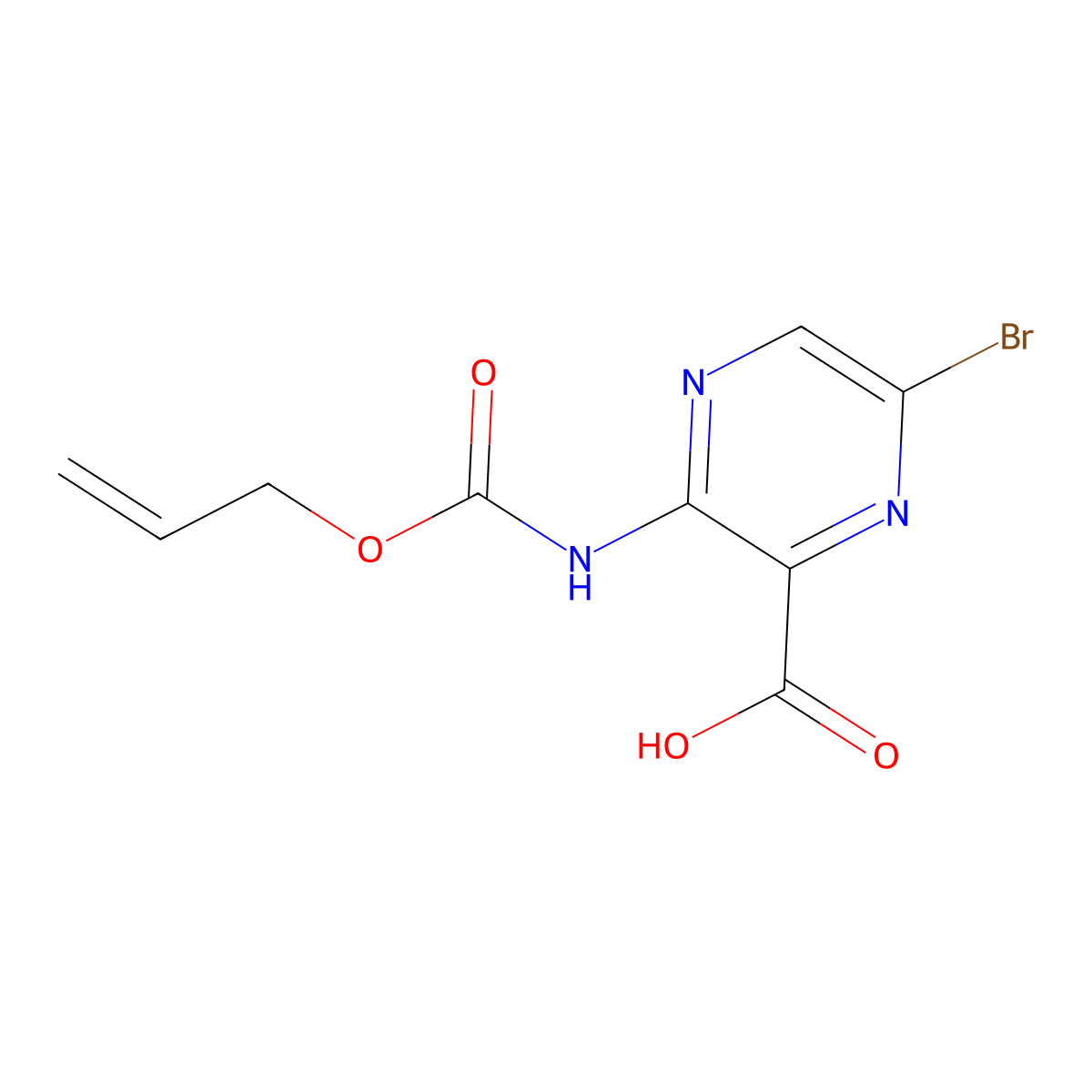 6-Bromo-3-{[(prop-2-en-1-yloxy)carbonyl]amino}pyrazine-2-carboxylic acid molecular structure, CAS 2680745-93-9