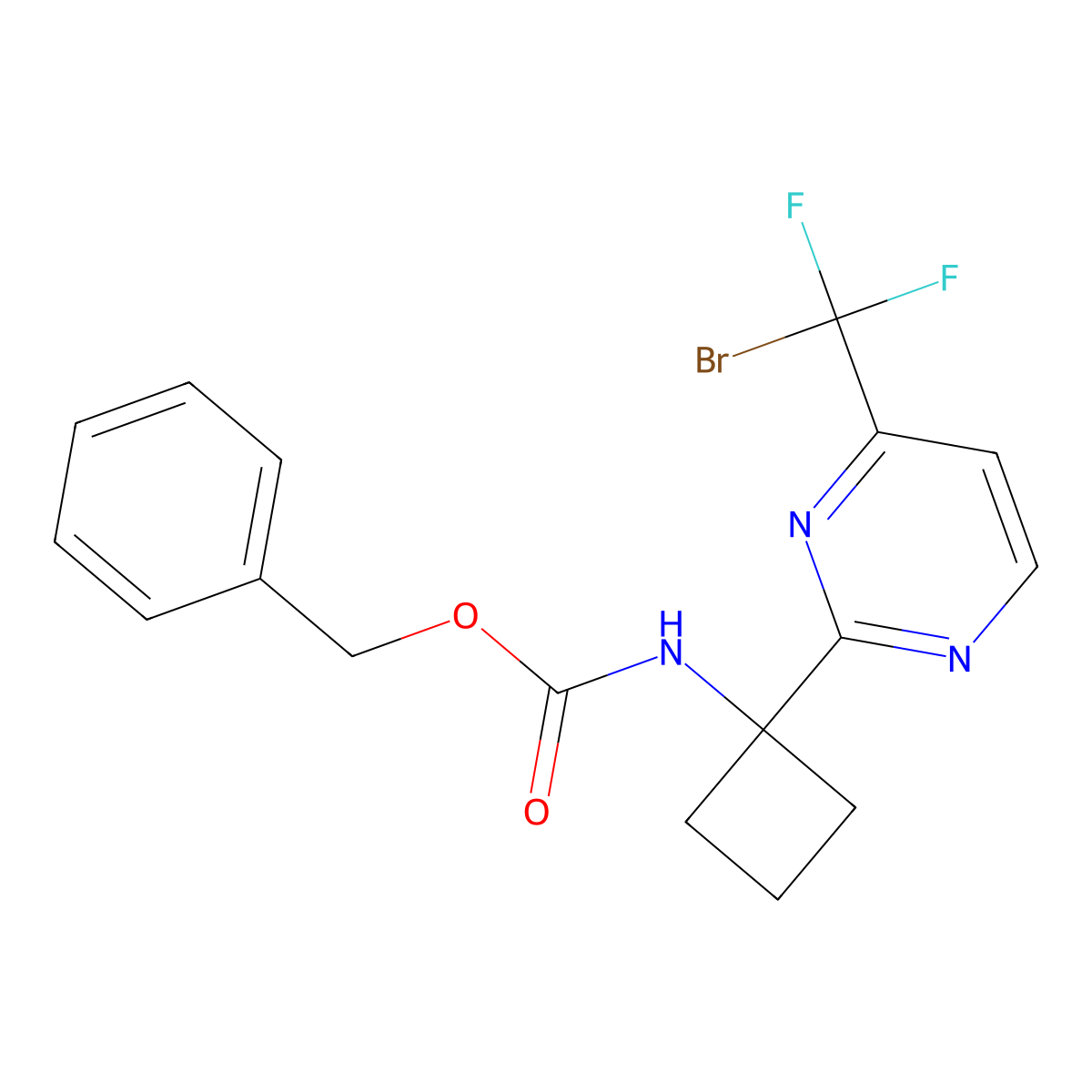 benzyl N-{1-[4-(bromodifluoromethyl)pyrimidin-2-yl]cyclobutyl}carbamate molecular structure, CAS 2680745-94-0