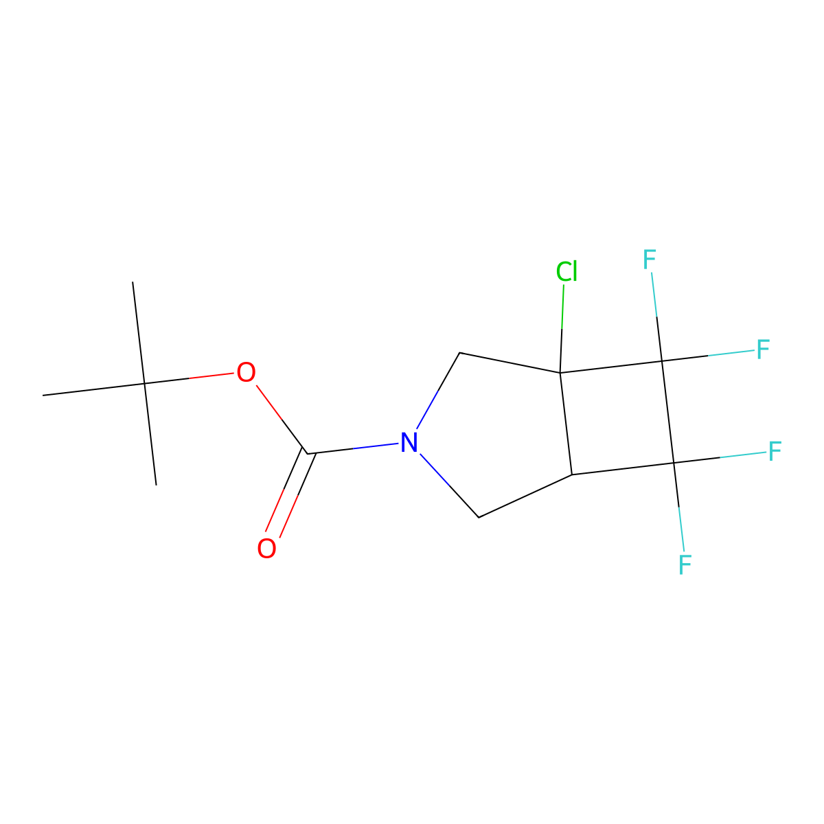 Tert-butyl 1-chloro-6,6,7,7-tetrafluoro-3-azabicyclo[3.2.0]heptane-3-carboxylate molecular structure, CAS 2680746-00-1
