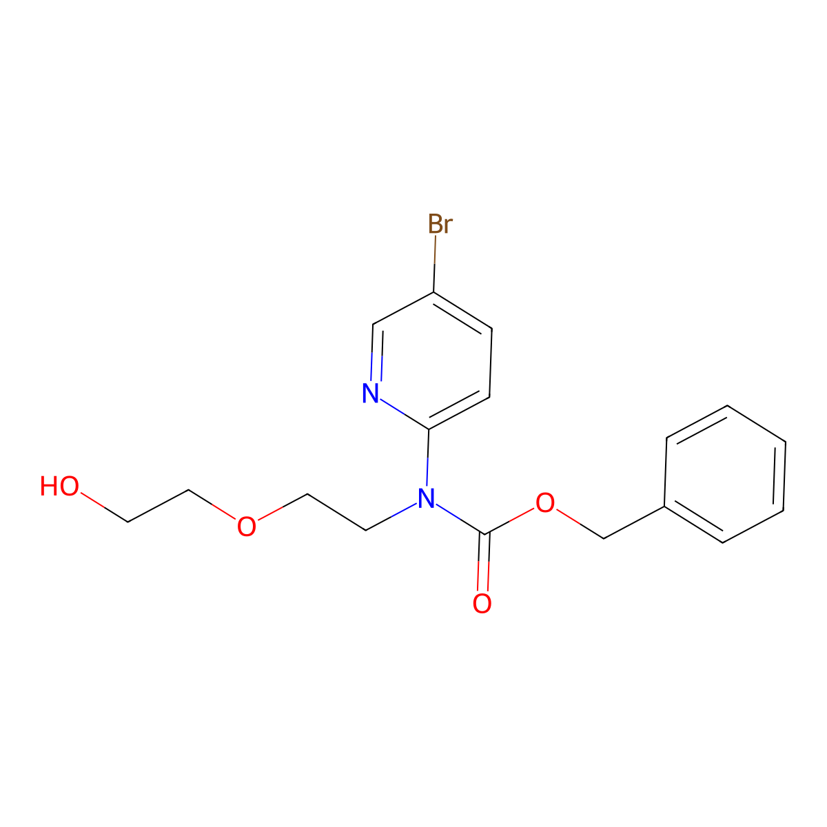 benzyl N-(5-bromopyridin-2-yl)-N-[2-(2-hydroxyethoxy)ethyl]carbamate molecular structure, CAS 2680746-01-2