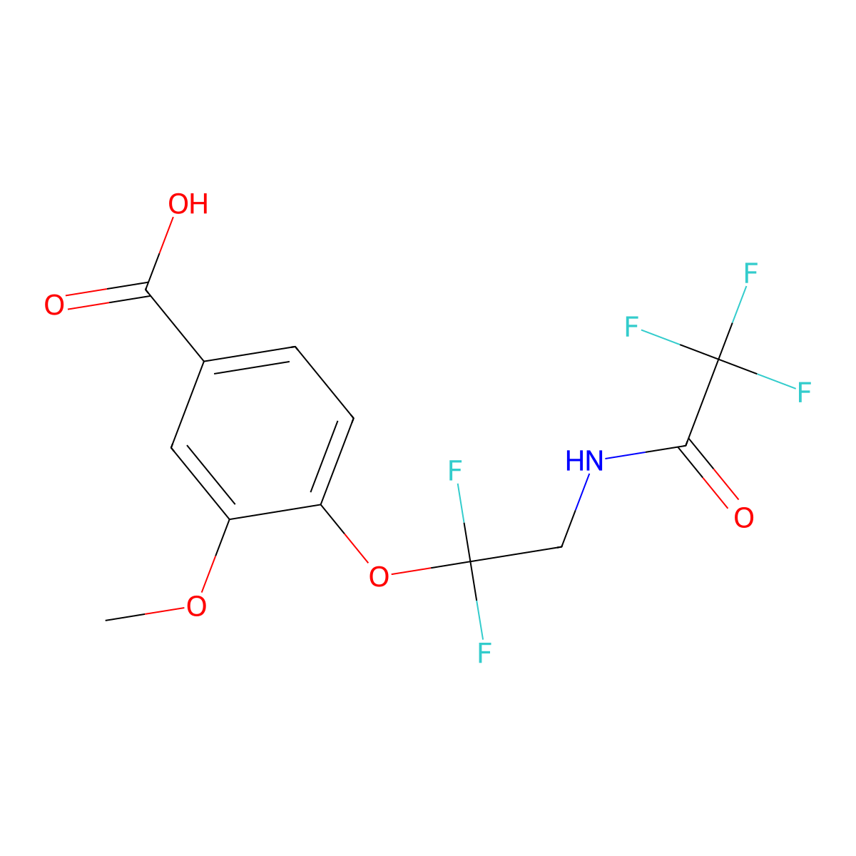 4-[1,1-Difluoro-2-(2,2,2-trifluoroacetamido)ethoxy]-3-methoxybenzoic acid molecular structure, CAS 2680746-02-3