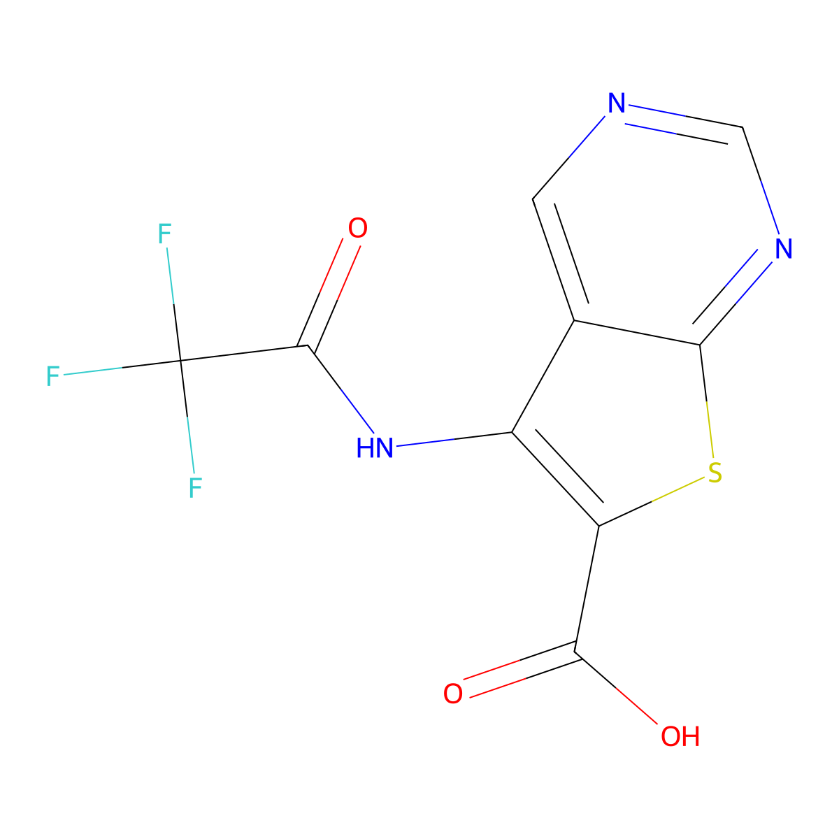 5-(2,2,2-Trifluoroacetamido)thieno[2,3-d]pyrimidine-6-carboxylic acid molecular structure, CAS 2680746-05-6
