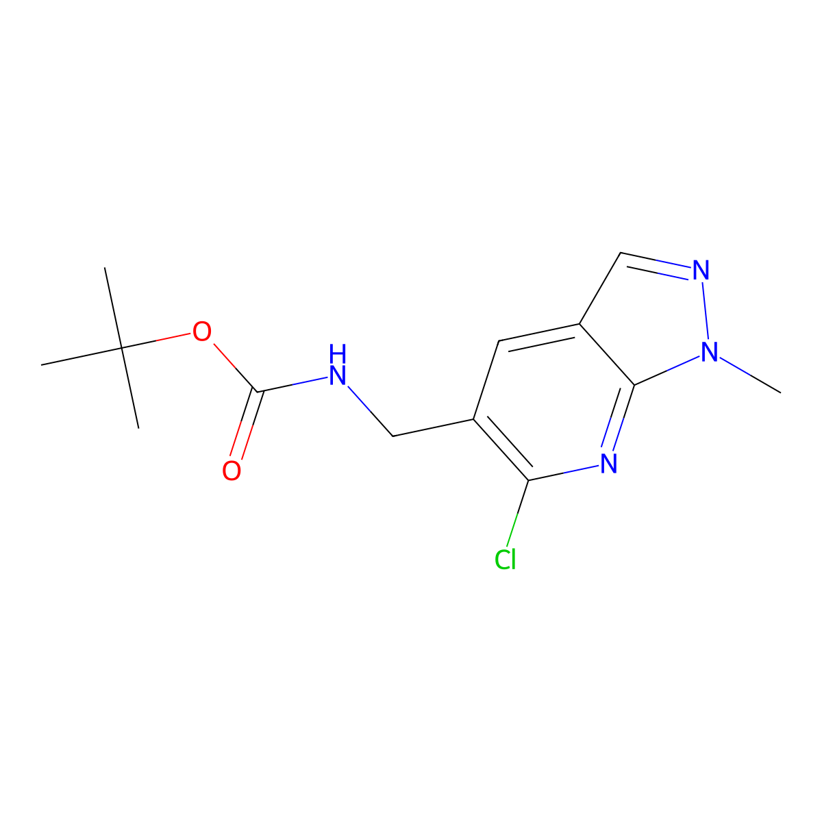 tert-butyl N-({6-chloro-1-methyl-1H-pyrazolo[3,4-b]pyridin-5-yl}methyl)carbamate molecular structure, CAS 2680746-17-0