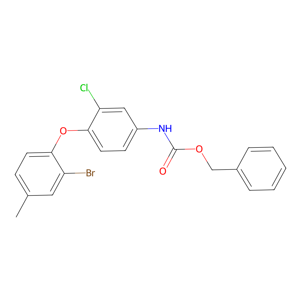 benzyl N-[4-(2-bromo-4-methylphenoxy)-3-chlorophenyl]carbamate molecular structure, CAS 2680746-20-5